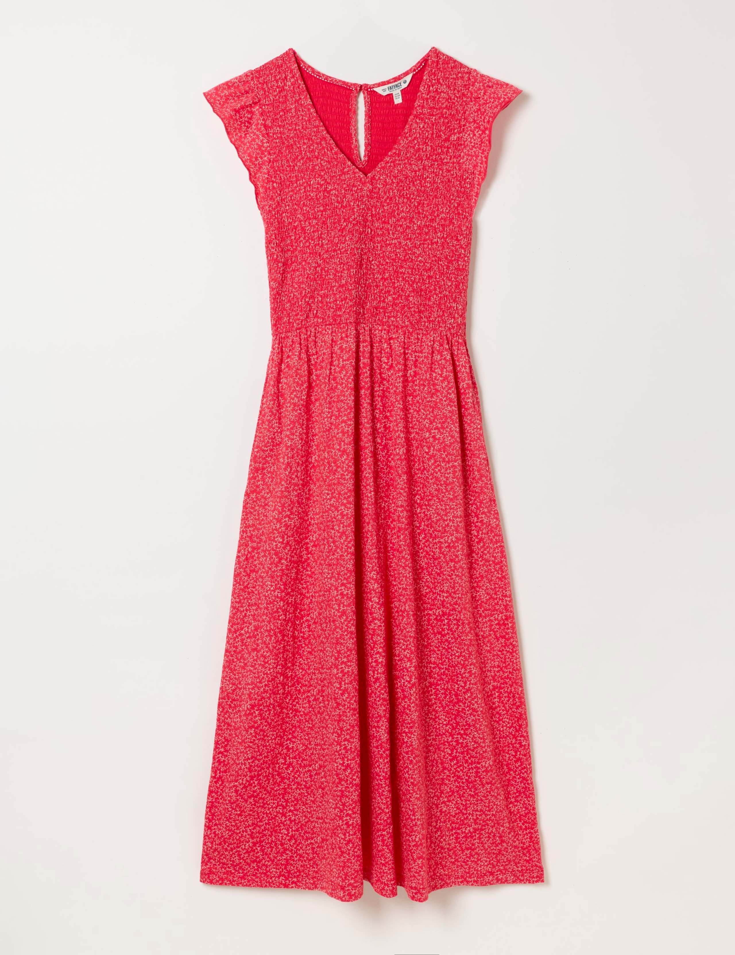 Pure Cotton Jersey Floral Midi Waisted Dress 2 of 6