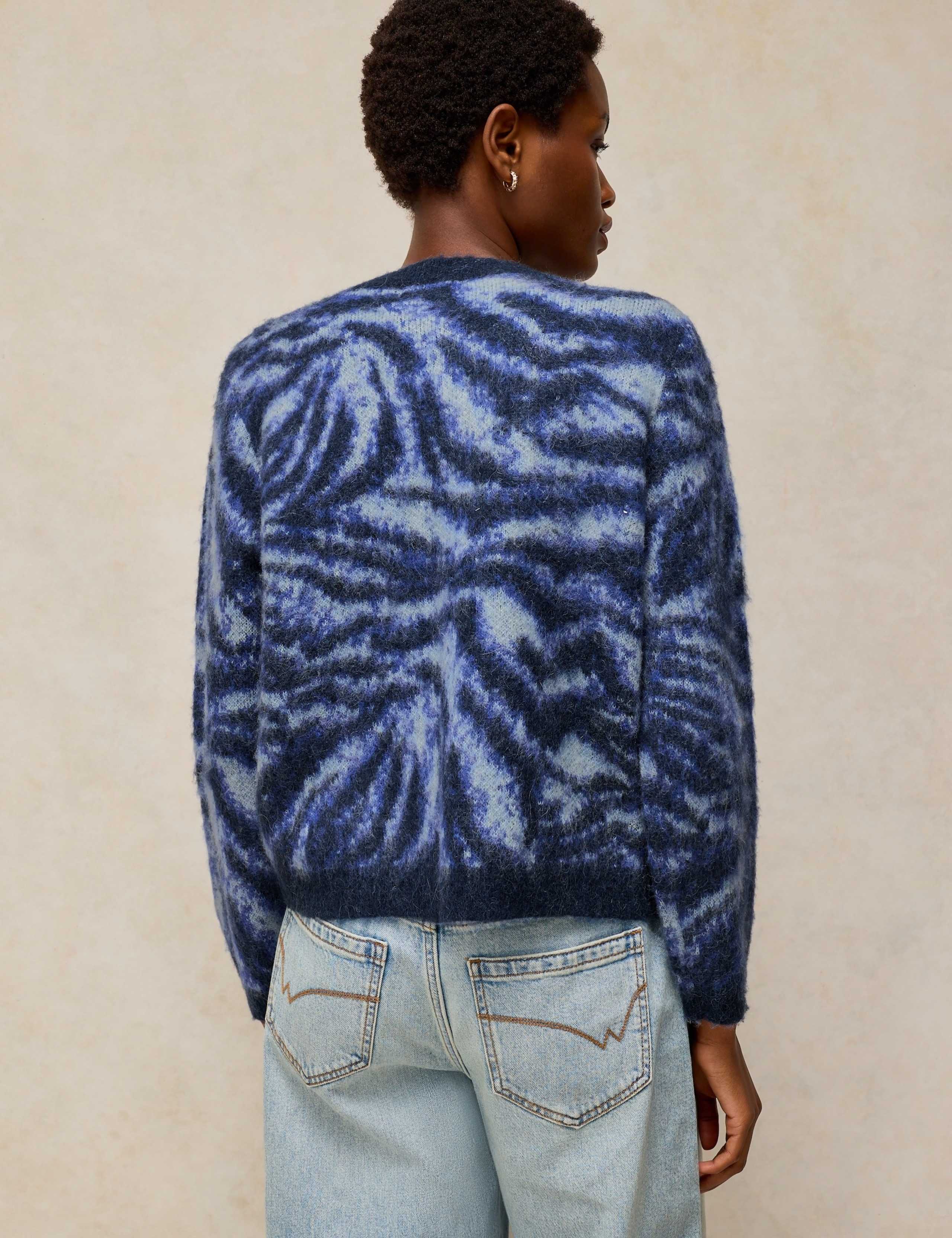 Fluffy Animal Print Cardigan with Wool 3 of 6
