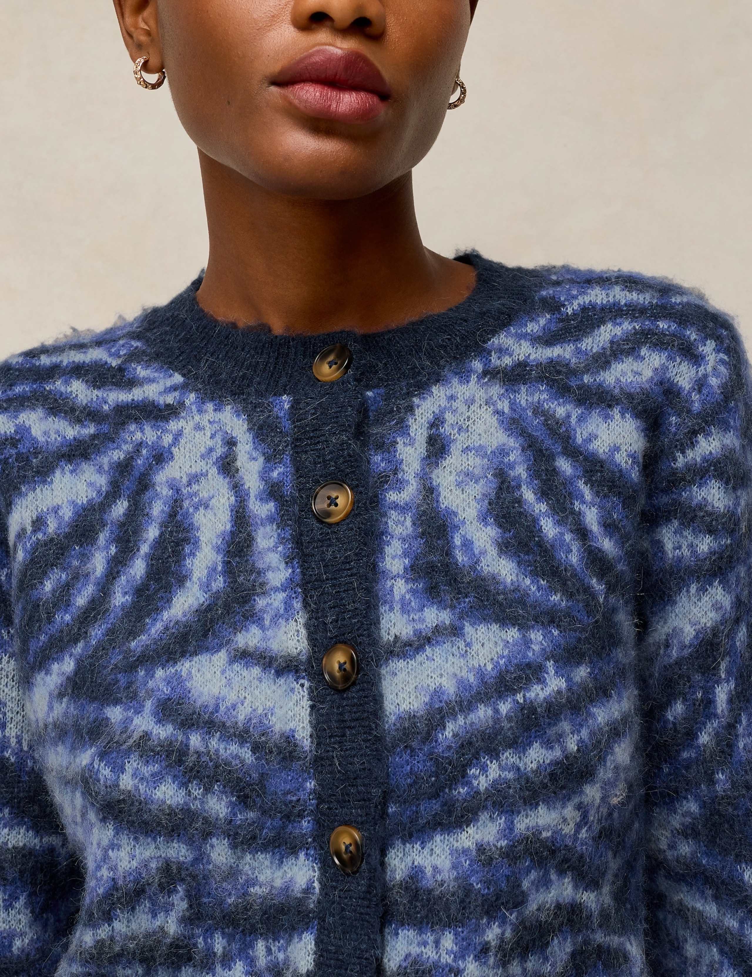 Fluffy Animal Print Cardigan with Wool 5 of 6