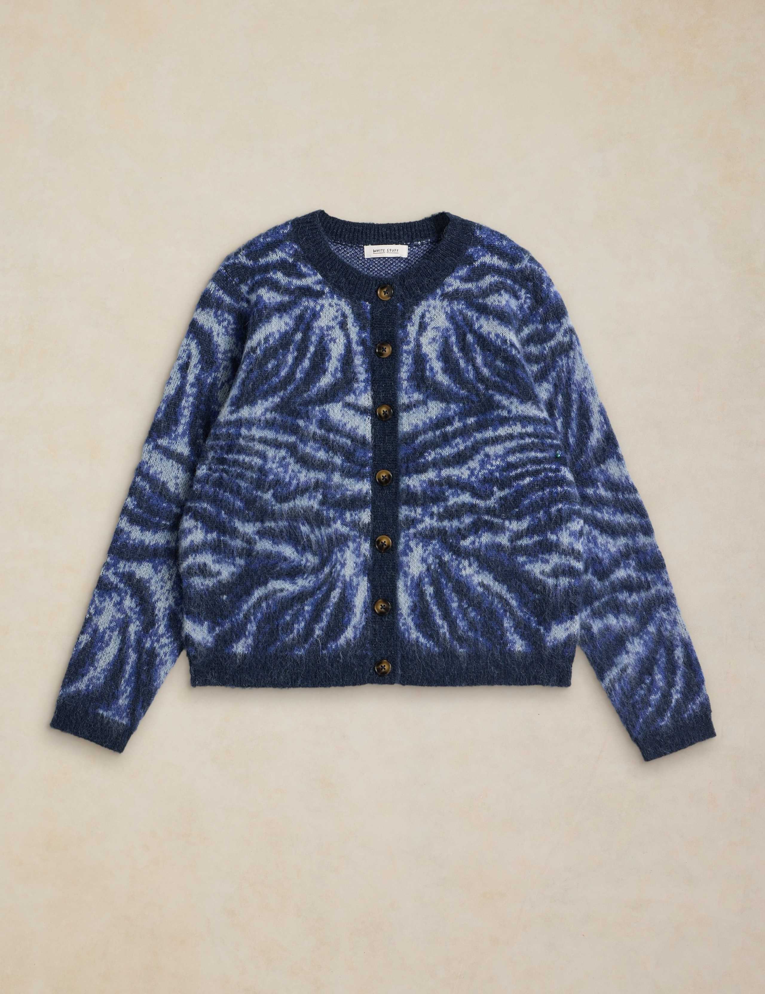Fluffy Animal Print Cardigan with Wool 2 of 6