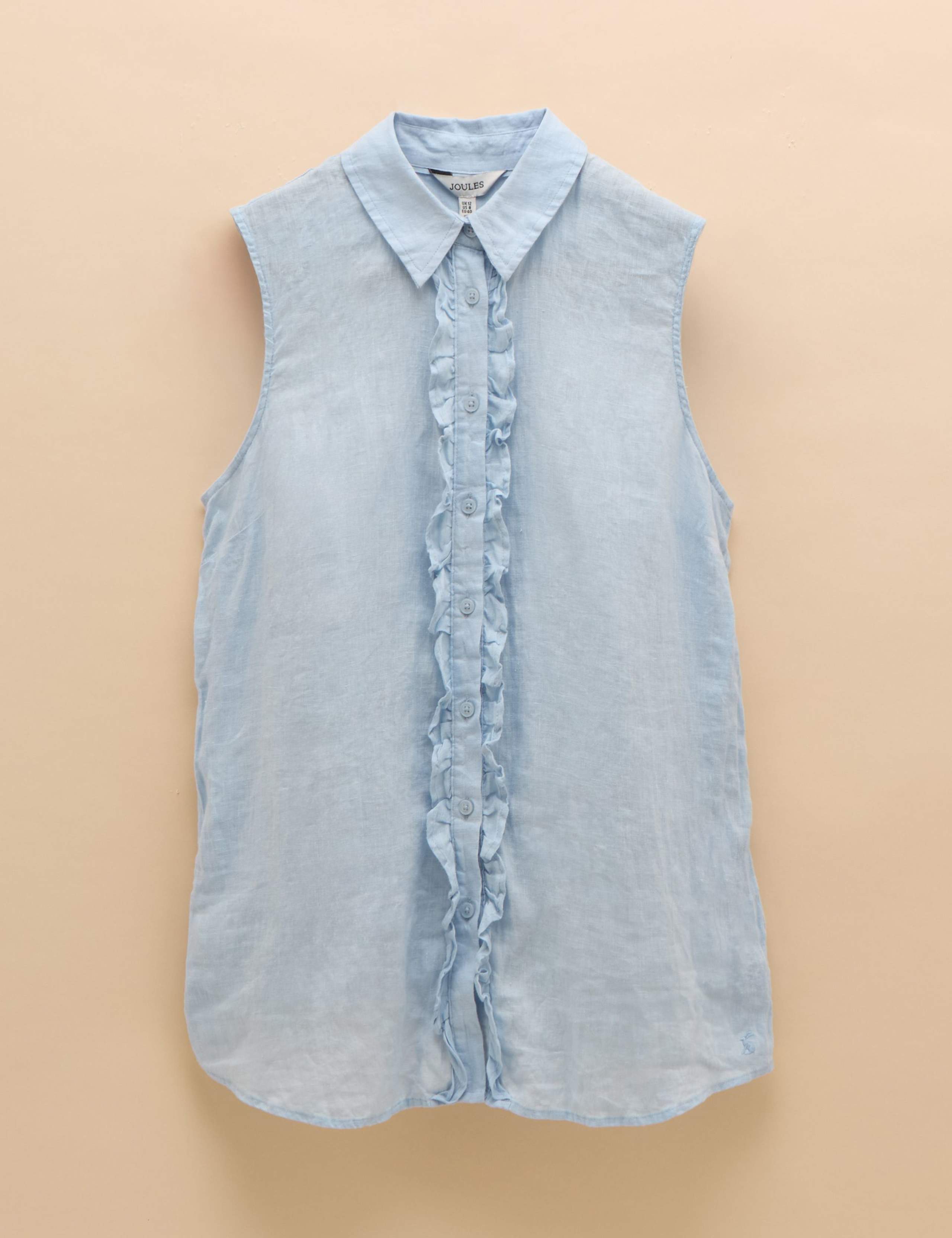 Pure Linen Collared Frill Detail Shirt 2 of 6