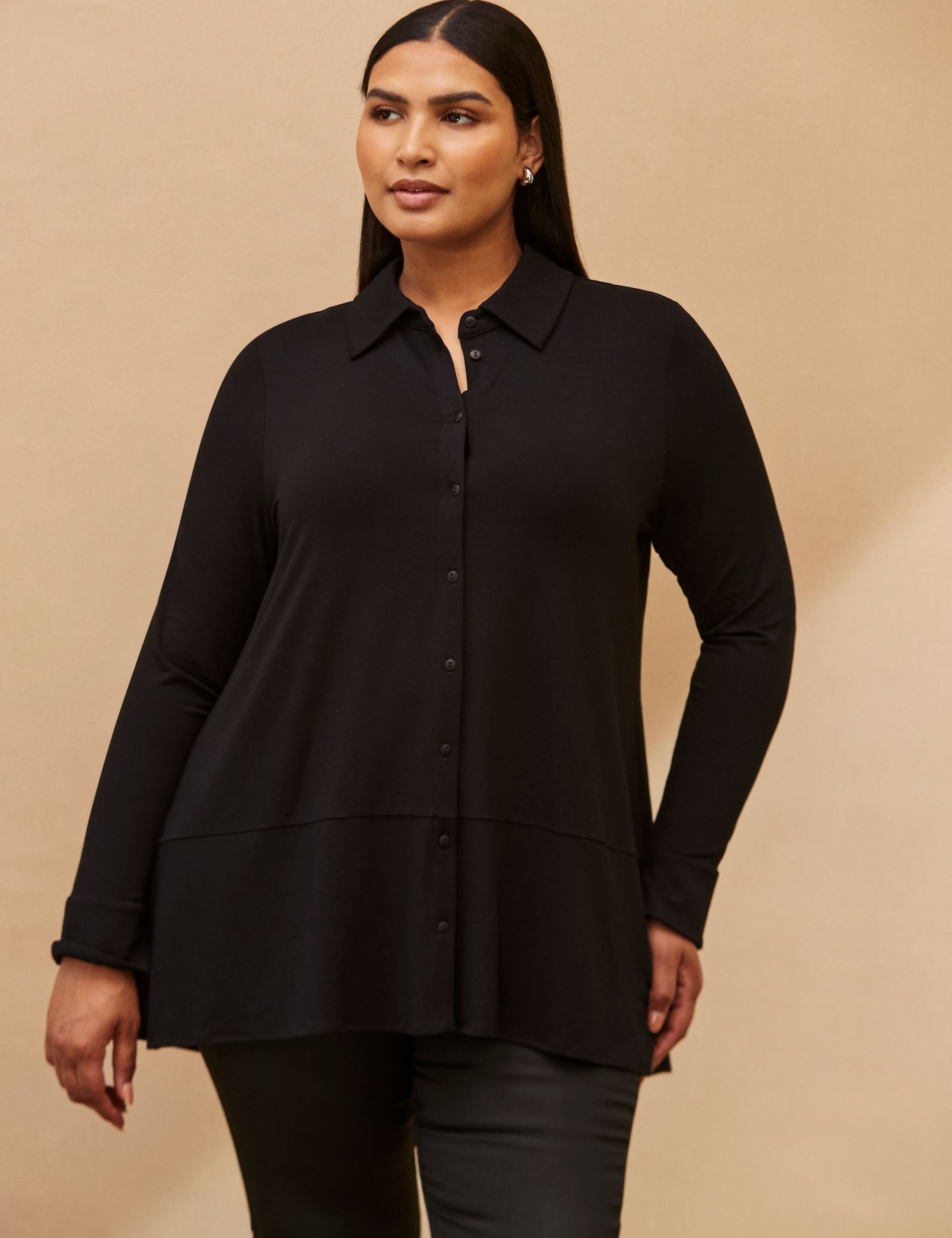 Black Jersey Button Down Shirt 4 of 4
