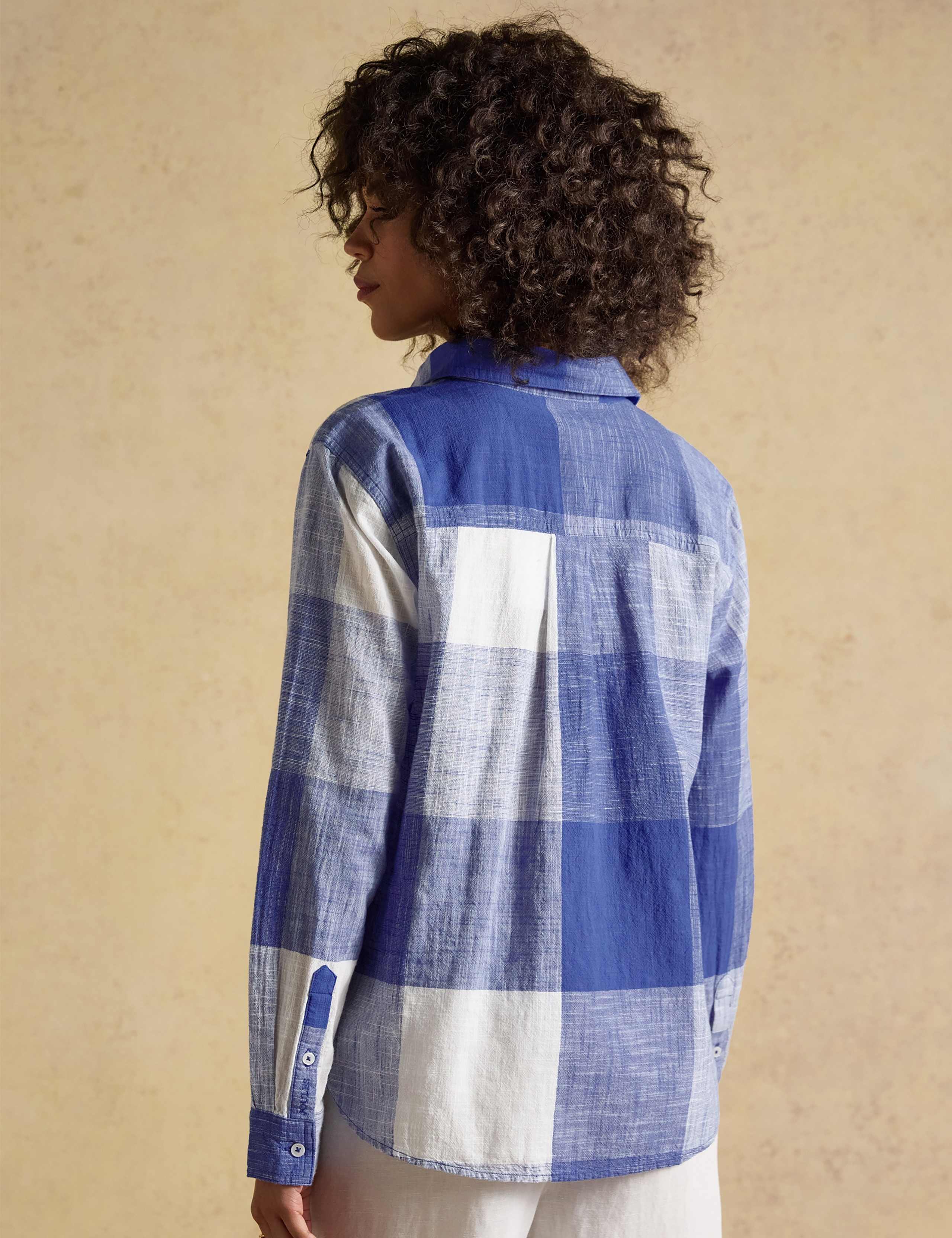 Pure Cotton Checked Collared Popover Shirt 5 of 9