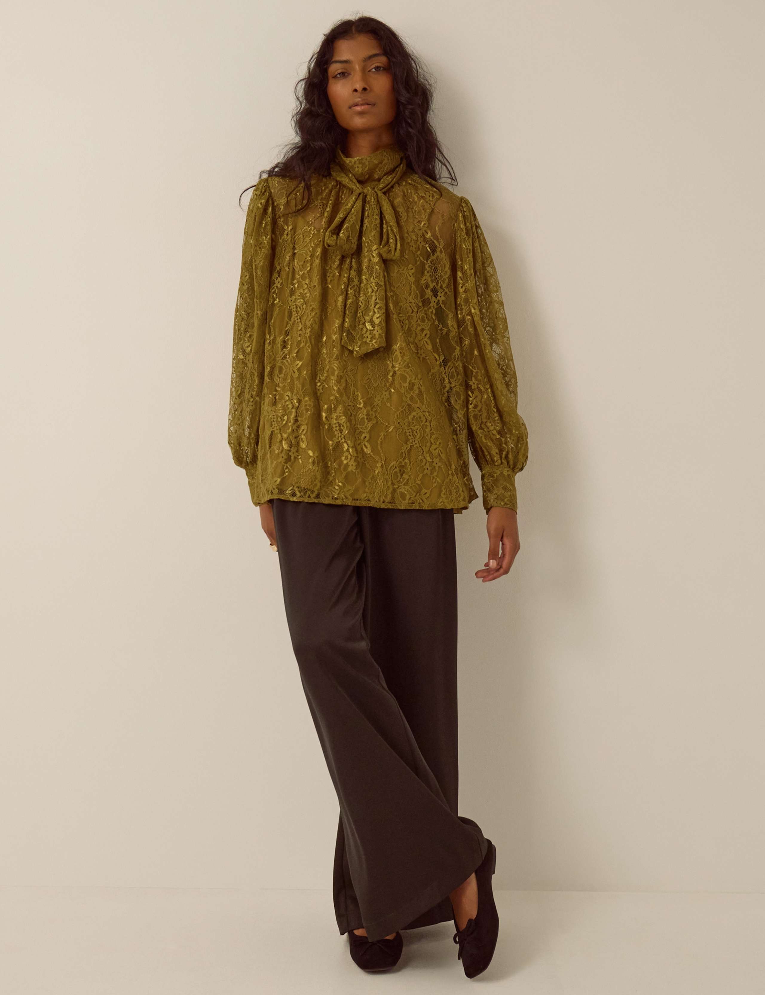 Lace Tie Neck Blouse 2 of 4