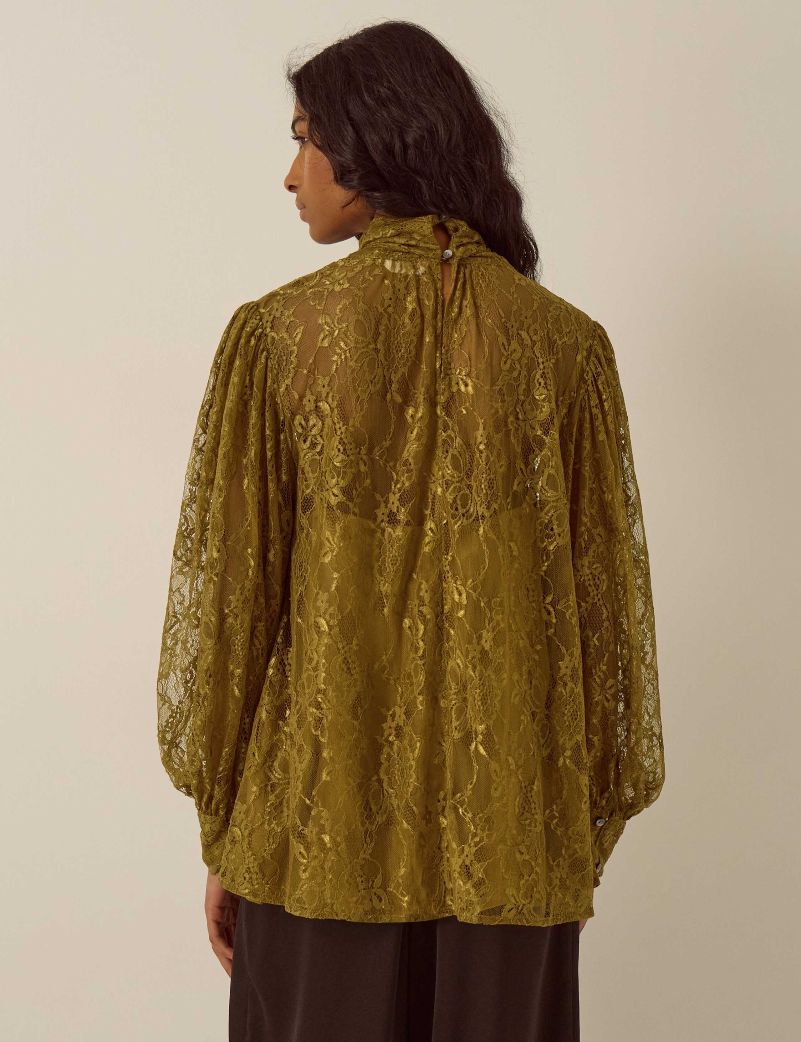 Lace Tie Neck Blouse 3 of 4