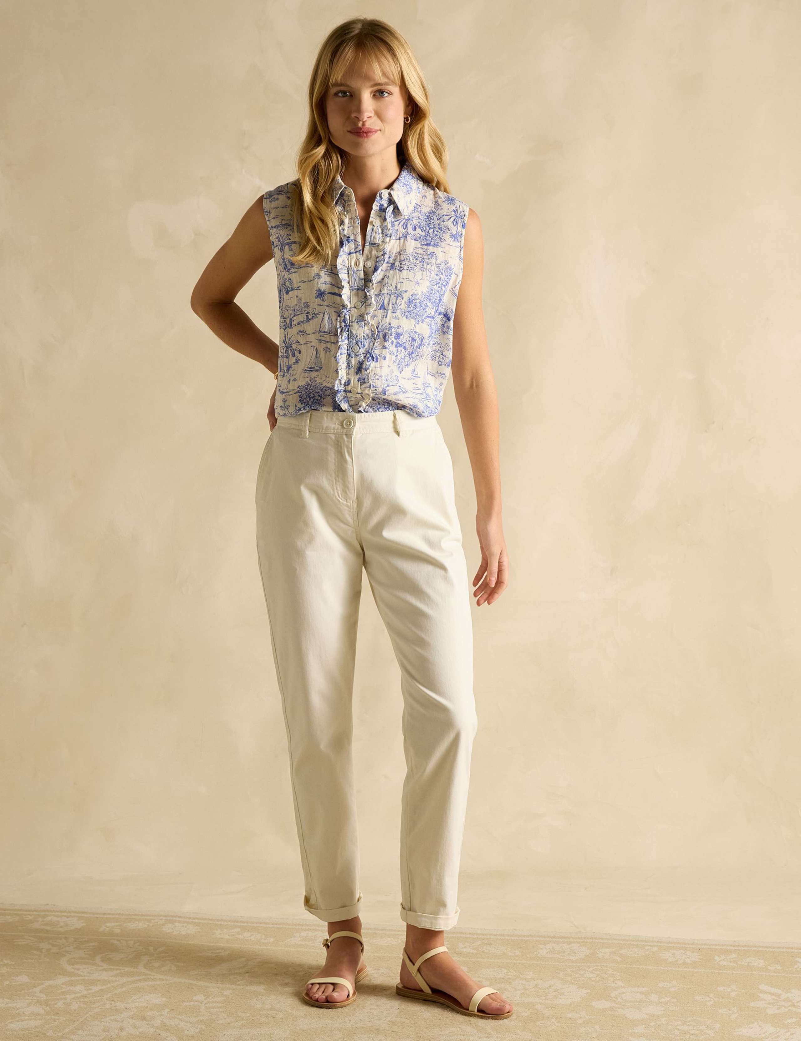 Pure Linen Printed Ruffle Shirt 3 of 8