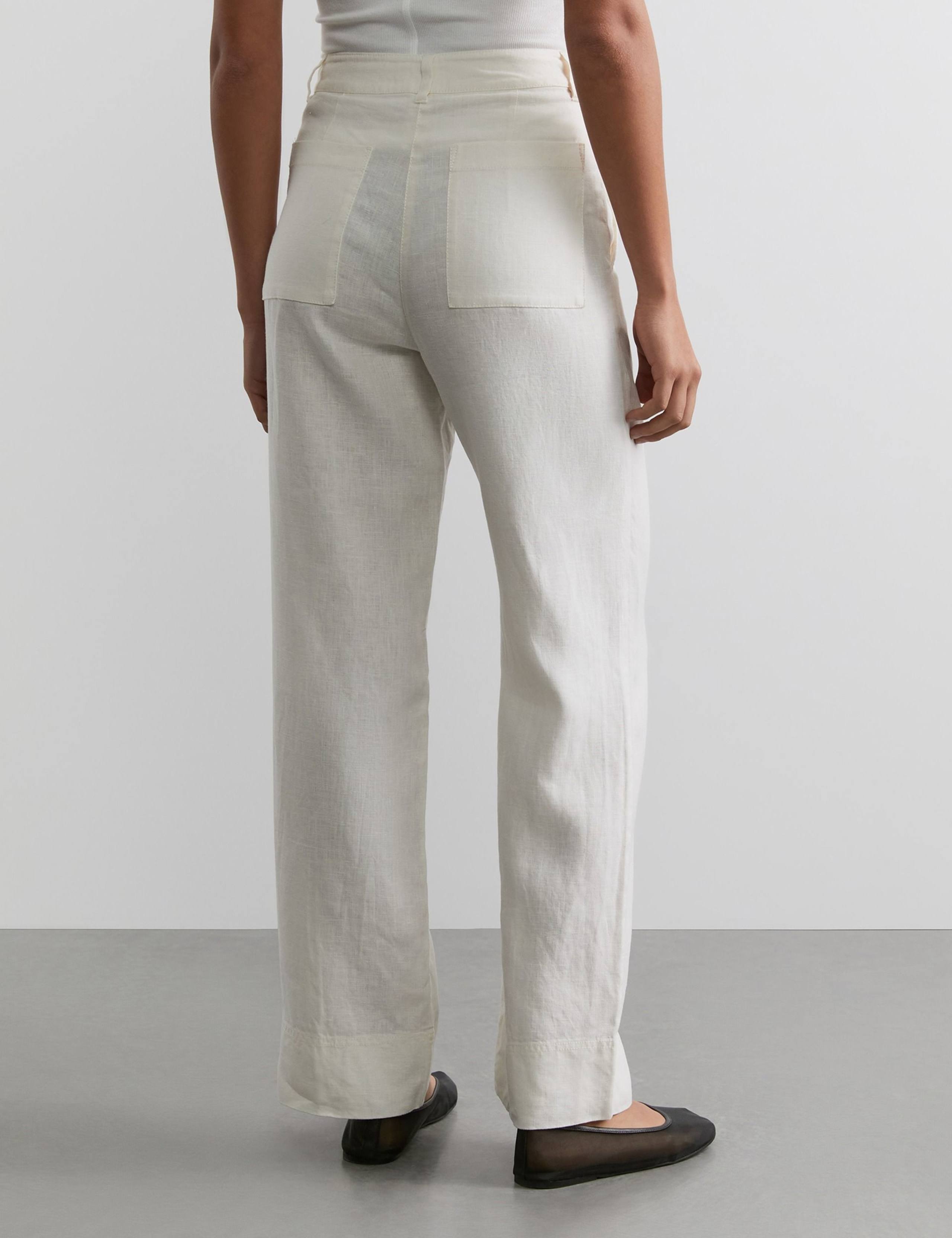 Pure Linen Pintuck Straight Leg Trousers 4 of 5