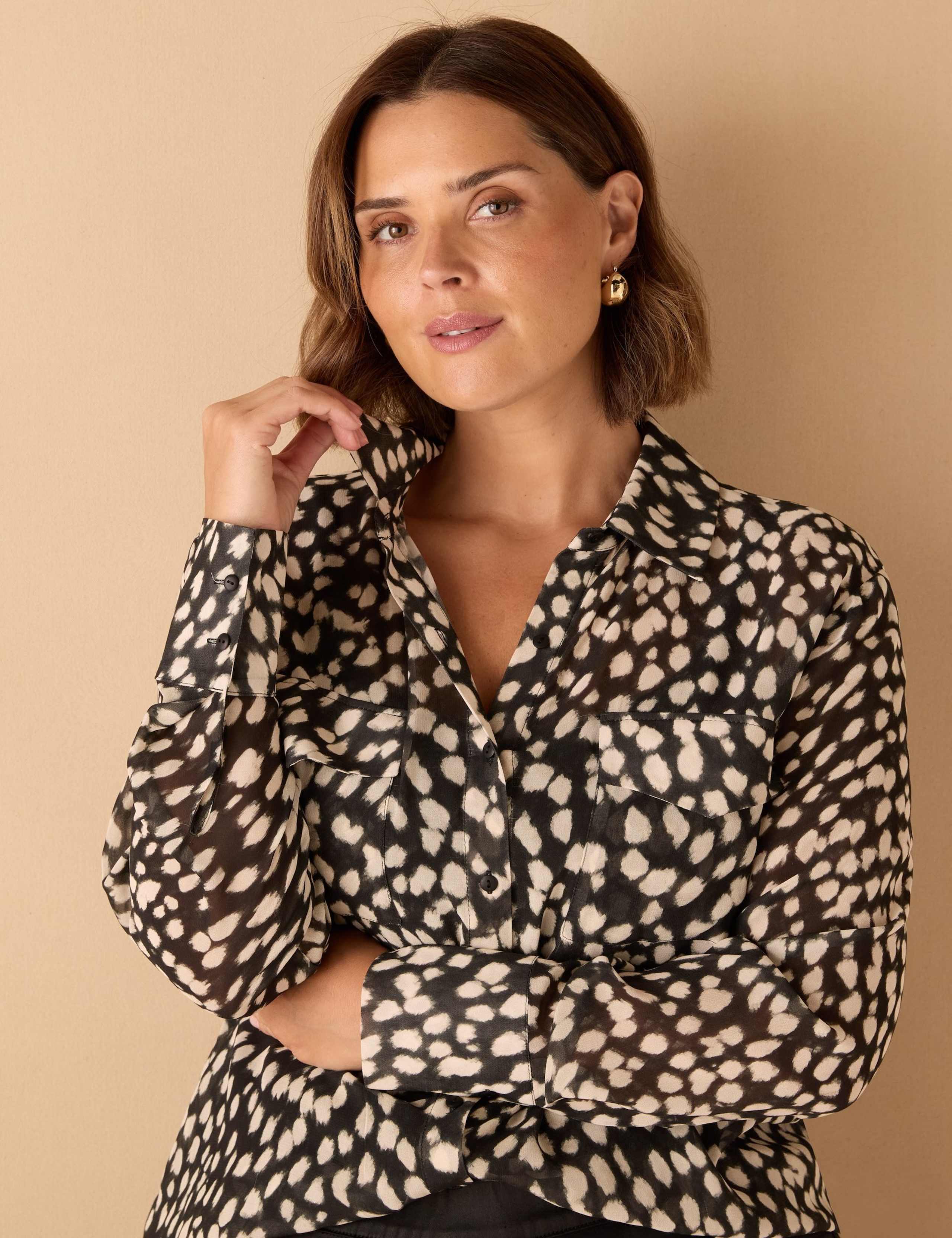 Sheer Animal Print Flap Pocket Shirt 2 of 3
