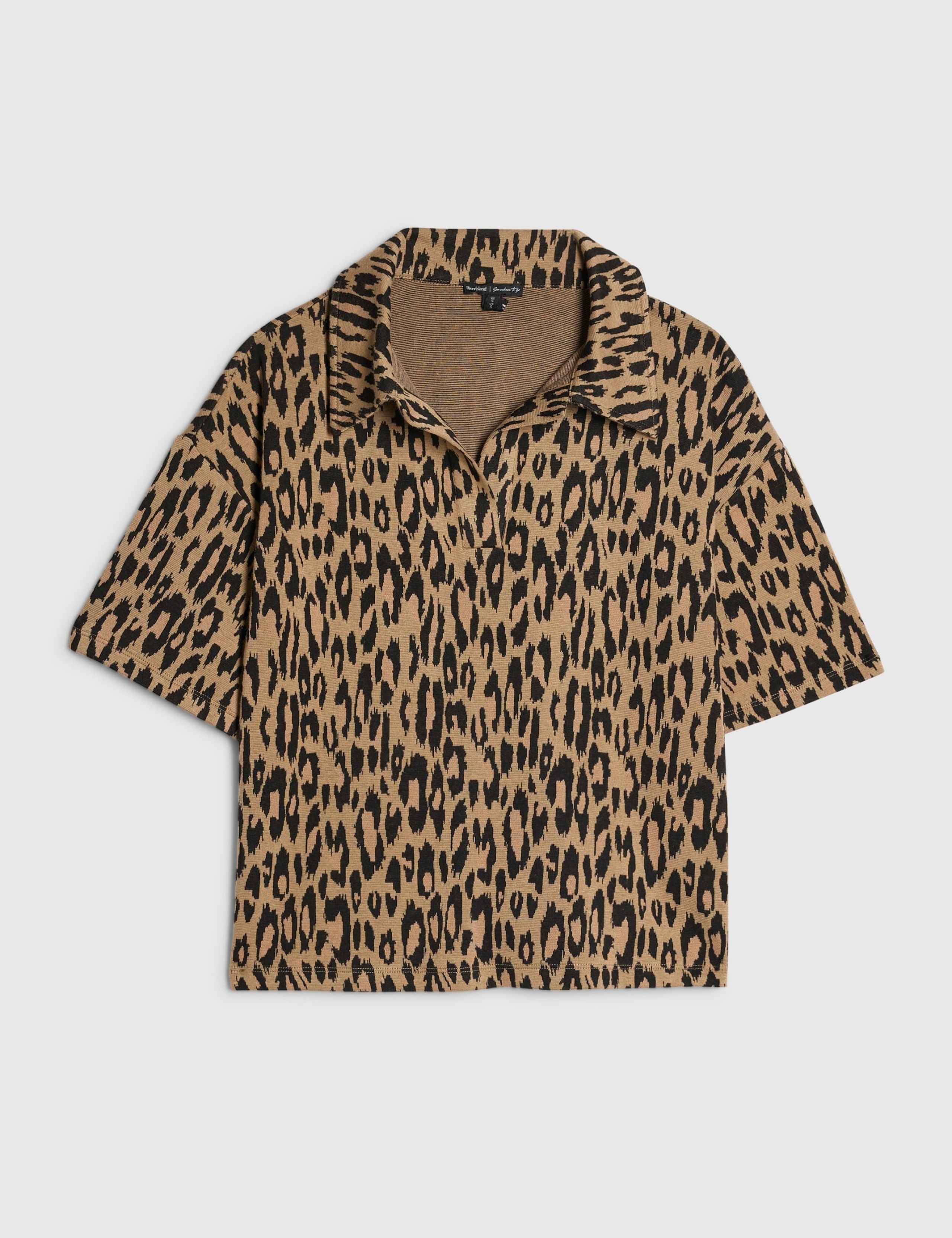 Pure Cotton Leopard Jacquard Polo Top 3 of 6
