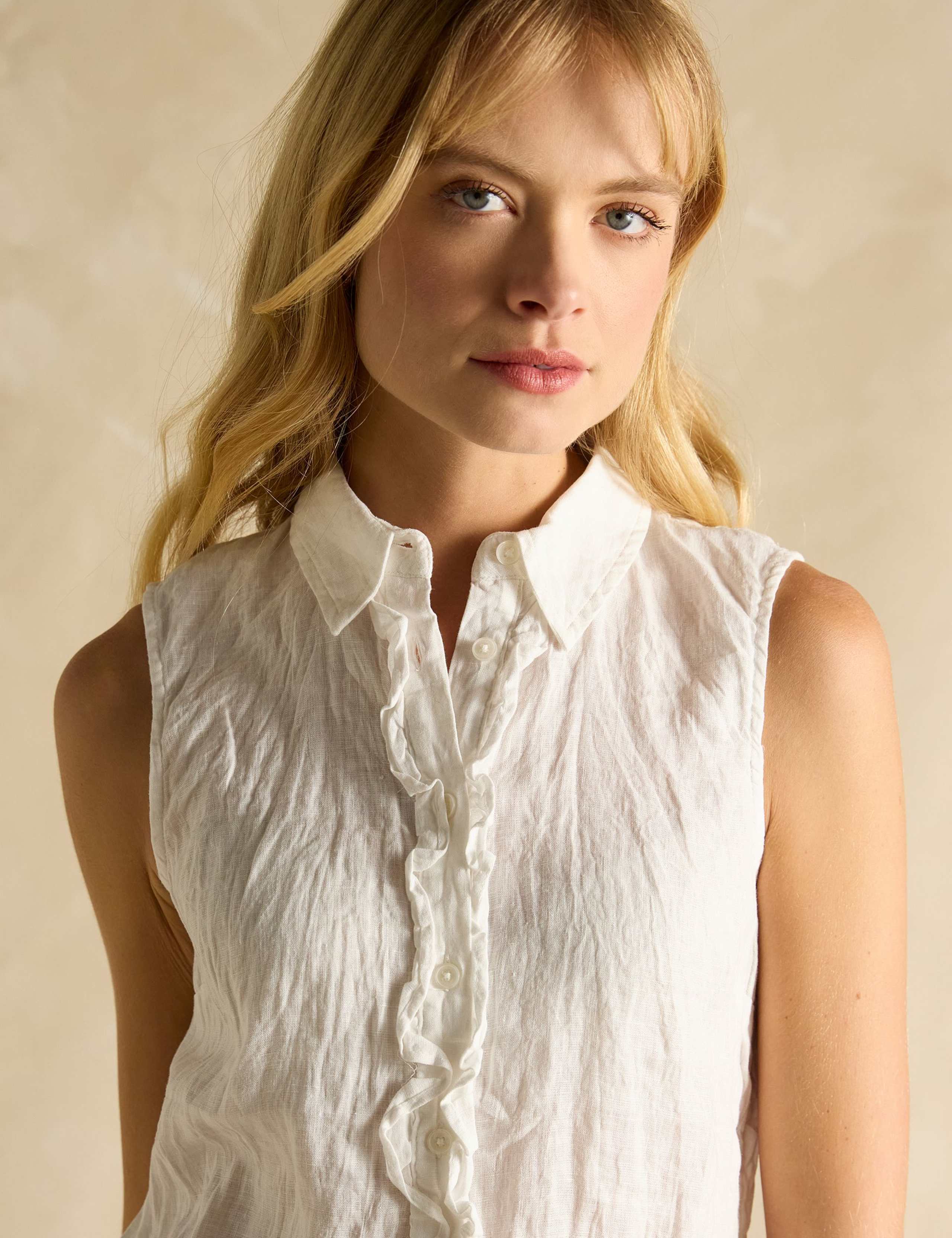Pure Linen Collared Frill Detail Shirt 5 of 6
