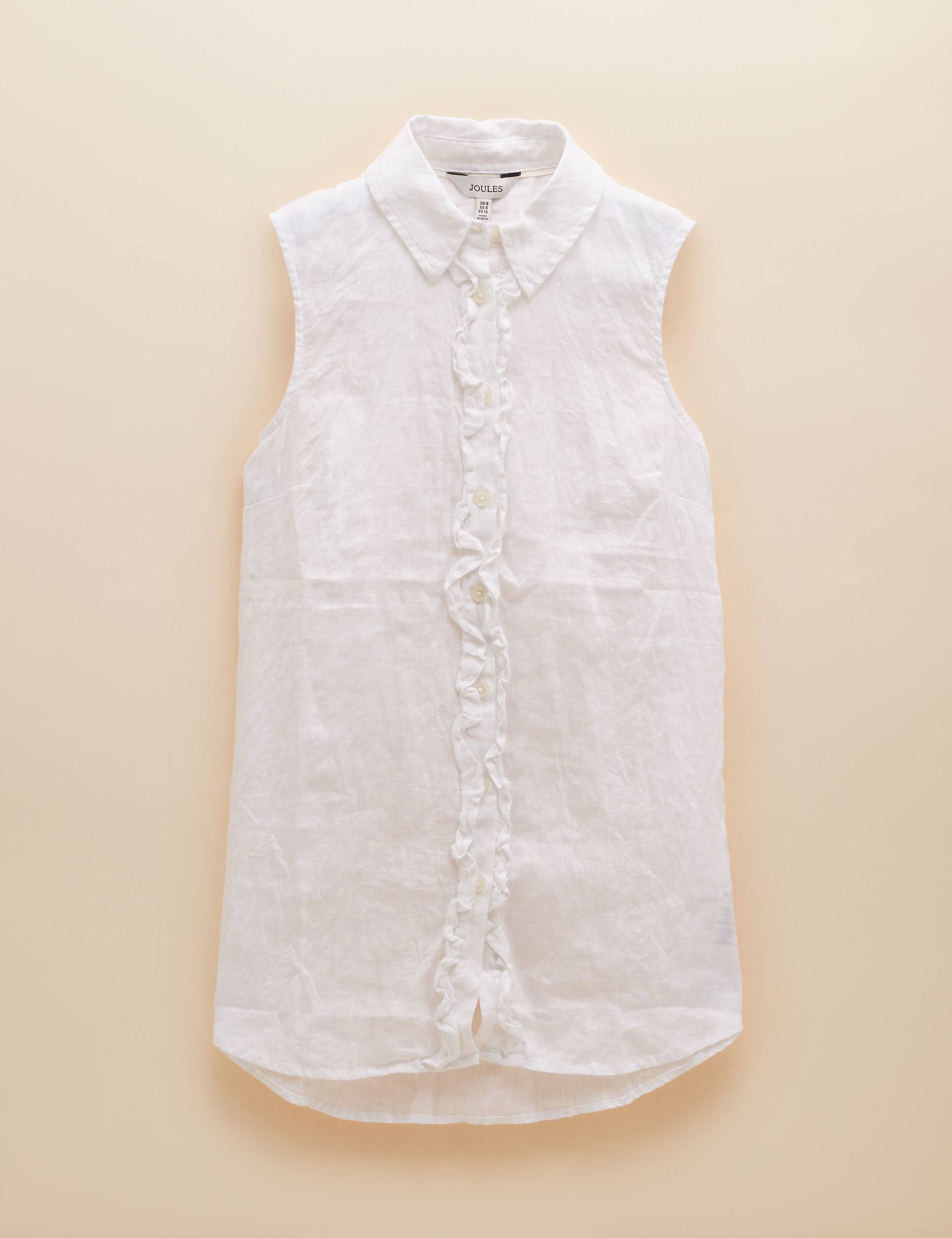 Pure Linen Collared Frill Detail Shirt 2 of 6
