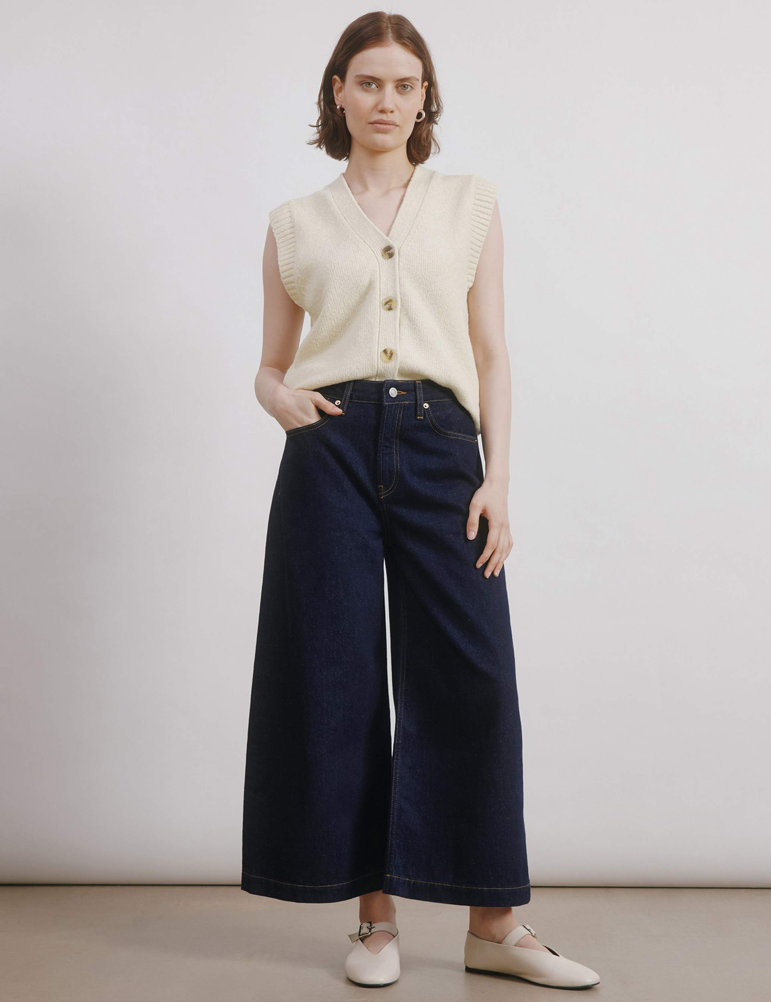 Denim Straight Leg Culottes 1 of 4