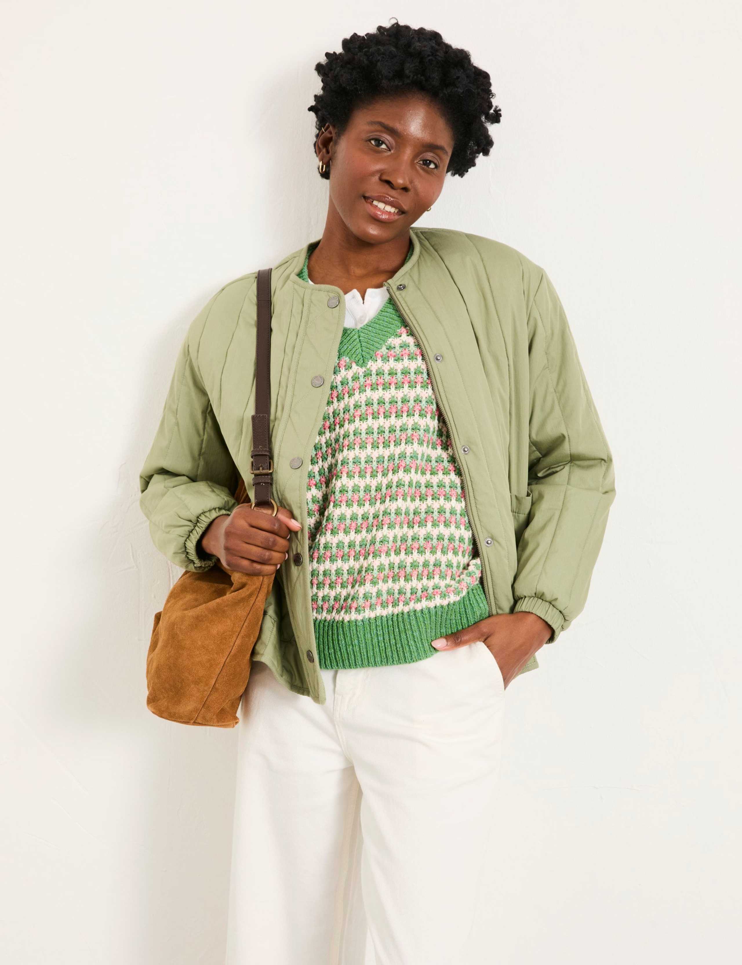 Pure Cotton Geometric V-Neck Jumper 3 of 6