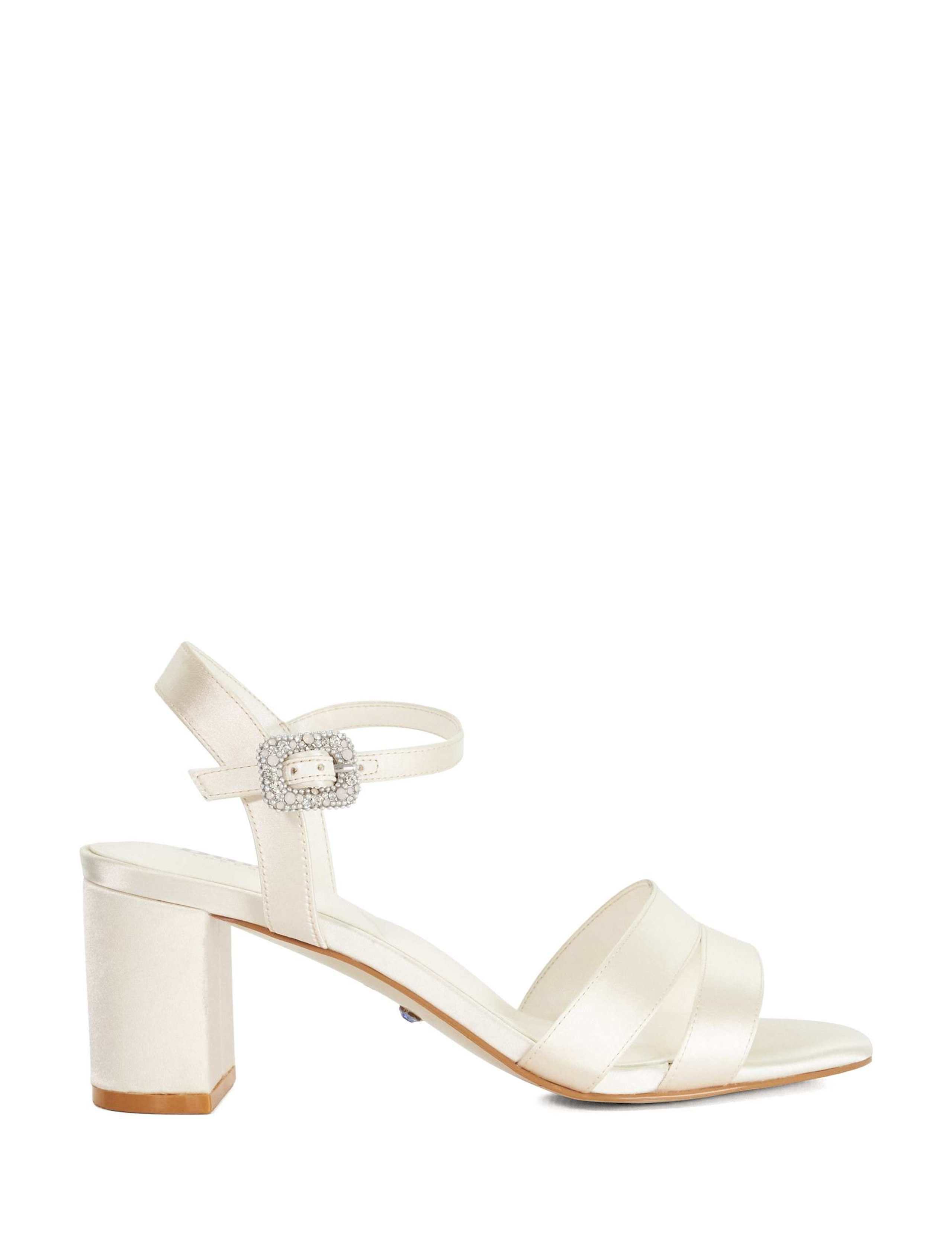 Wide Fit Satin Ankle Strap Block Heel Sandals 1 of 5