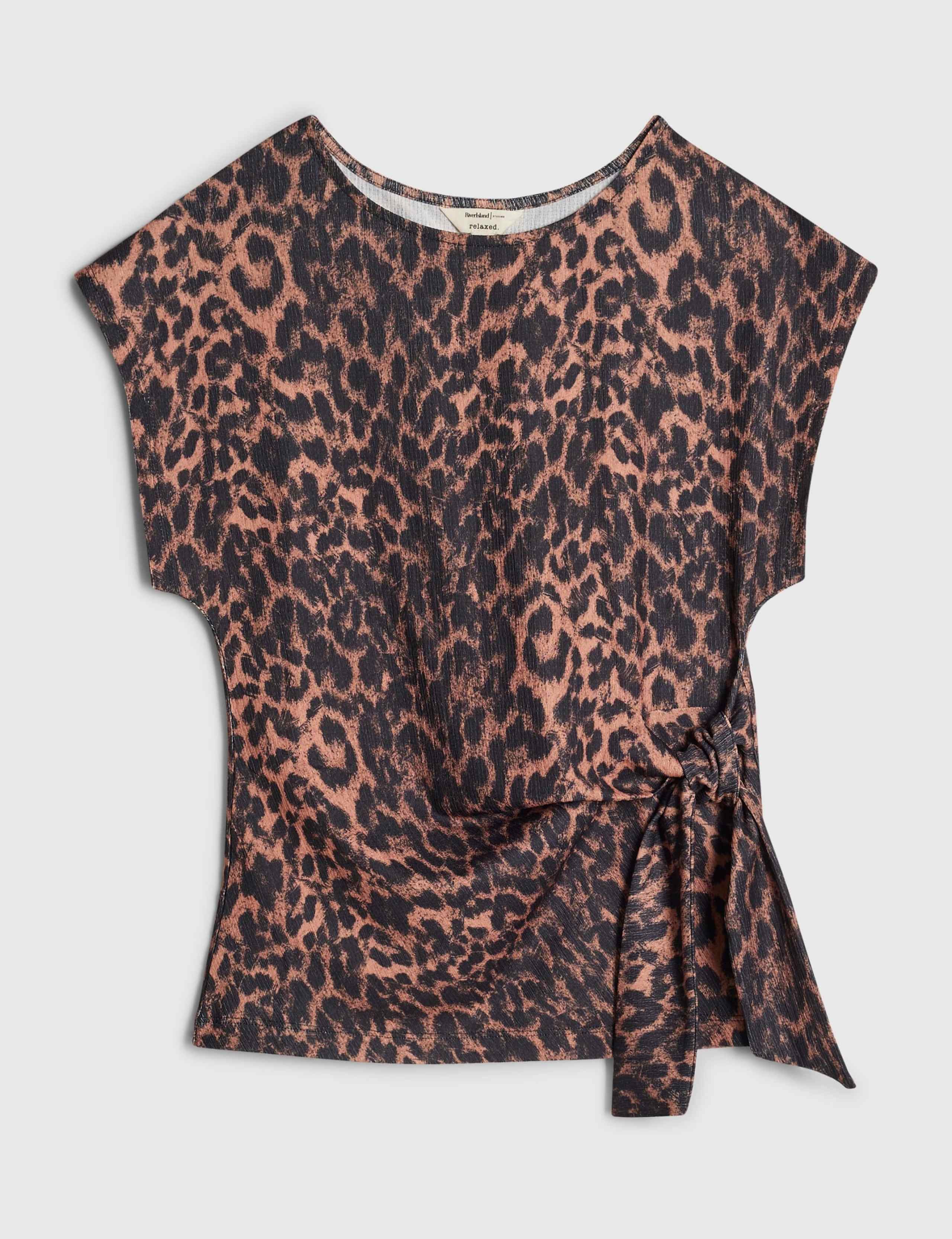 Pure Cotton Textured Leopard Print Tie Top 3 of 5
