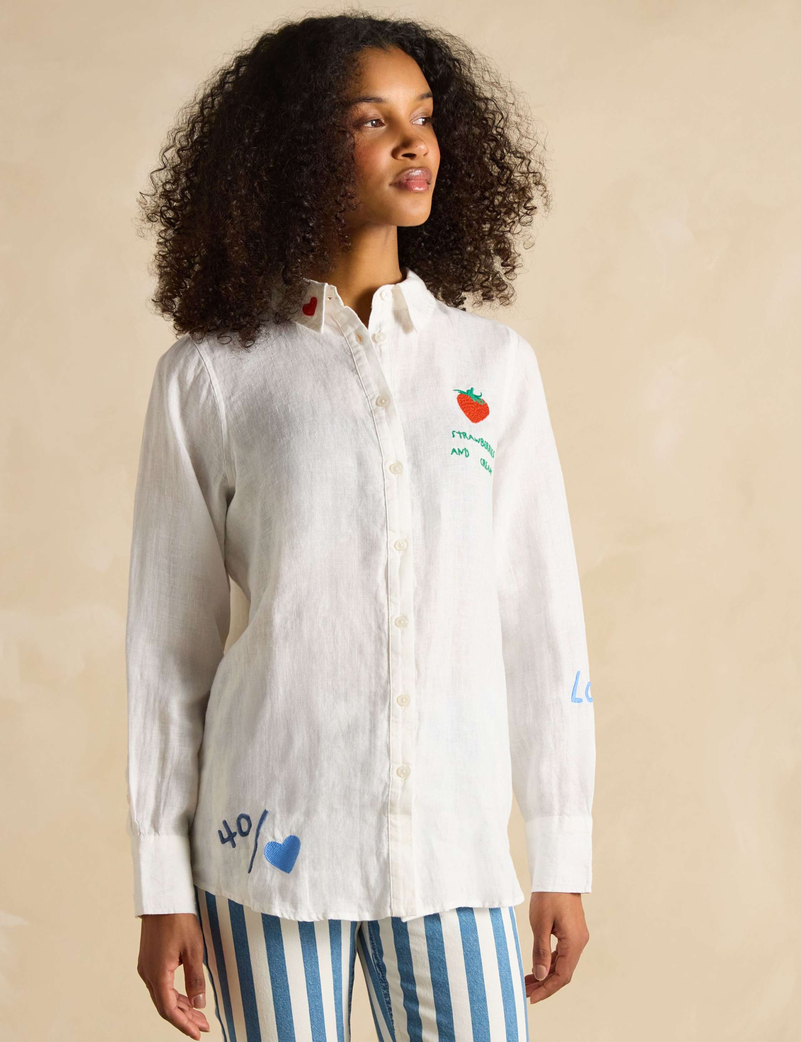 Pure Linen Embroidered Wimbledon Shirt 1 of 8