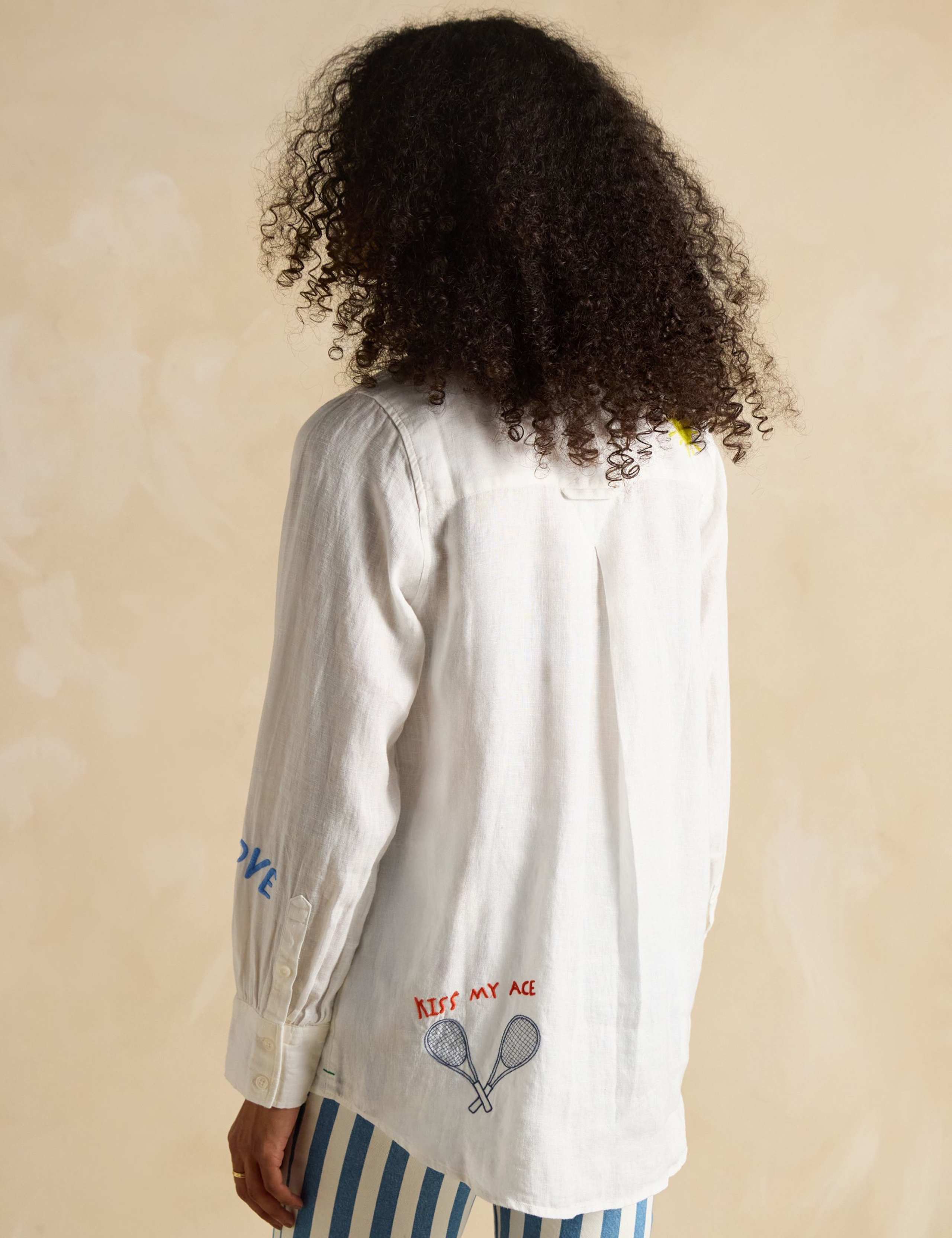 Pure Linen Embroidered Wimbledon Shirt 3 of 8