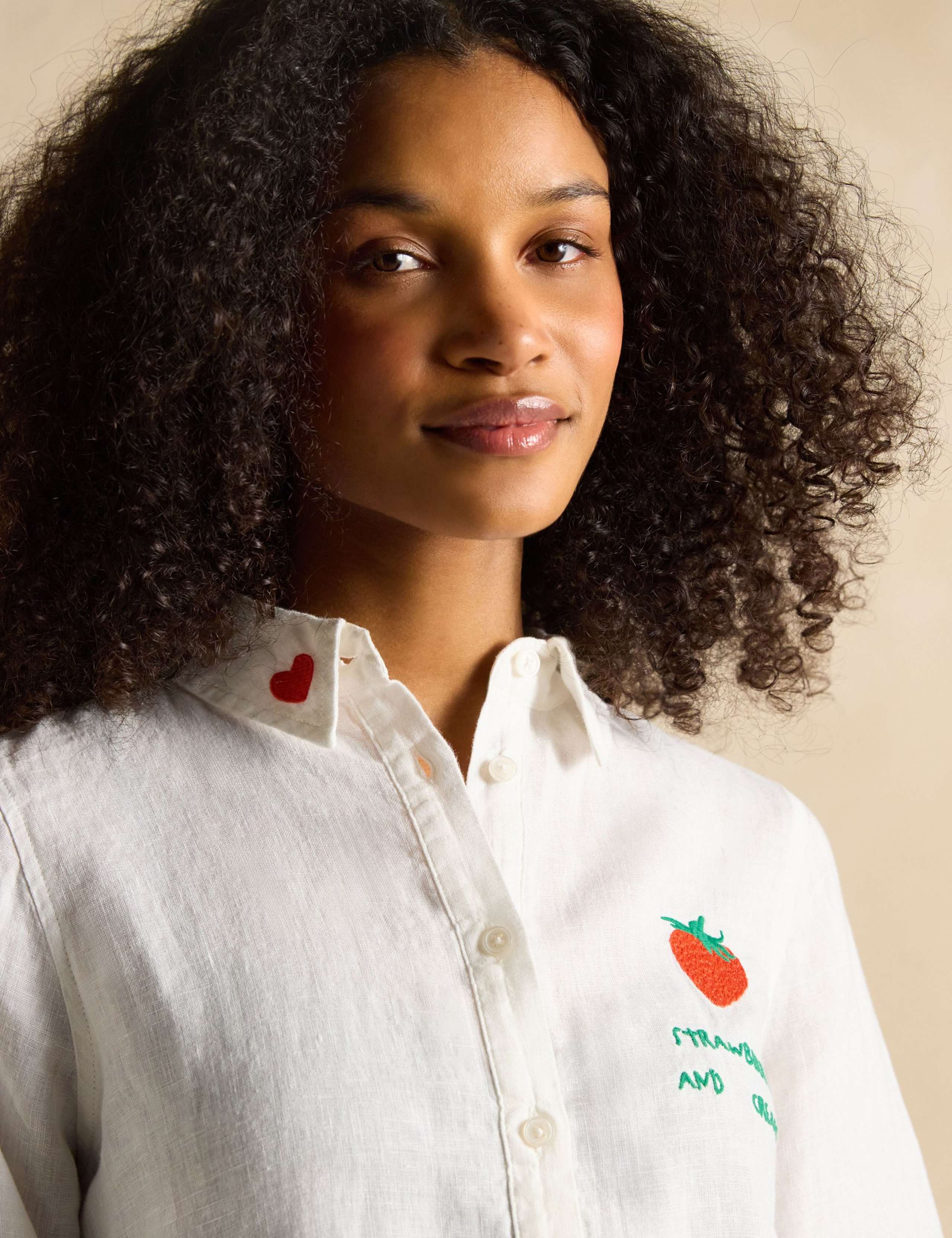 Pure Linen Embroidered Wimbledon Shirt 6 of 8