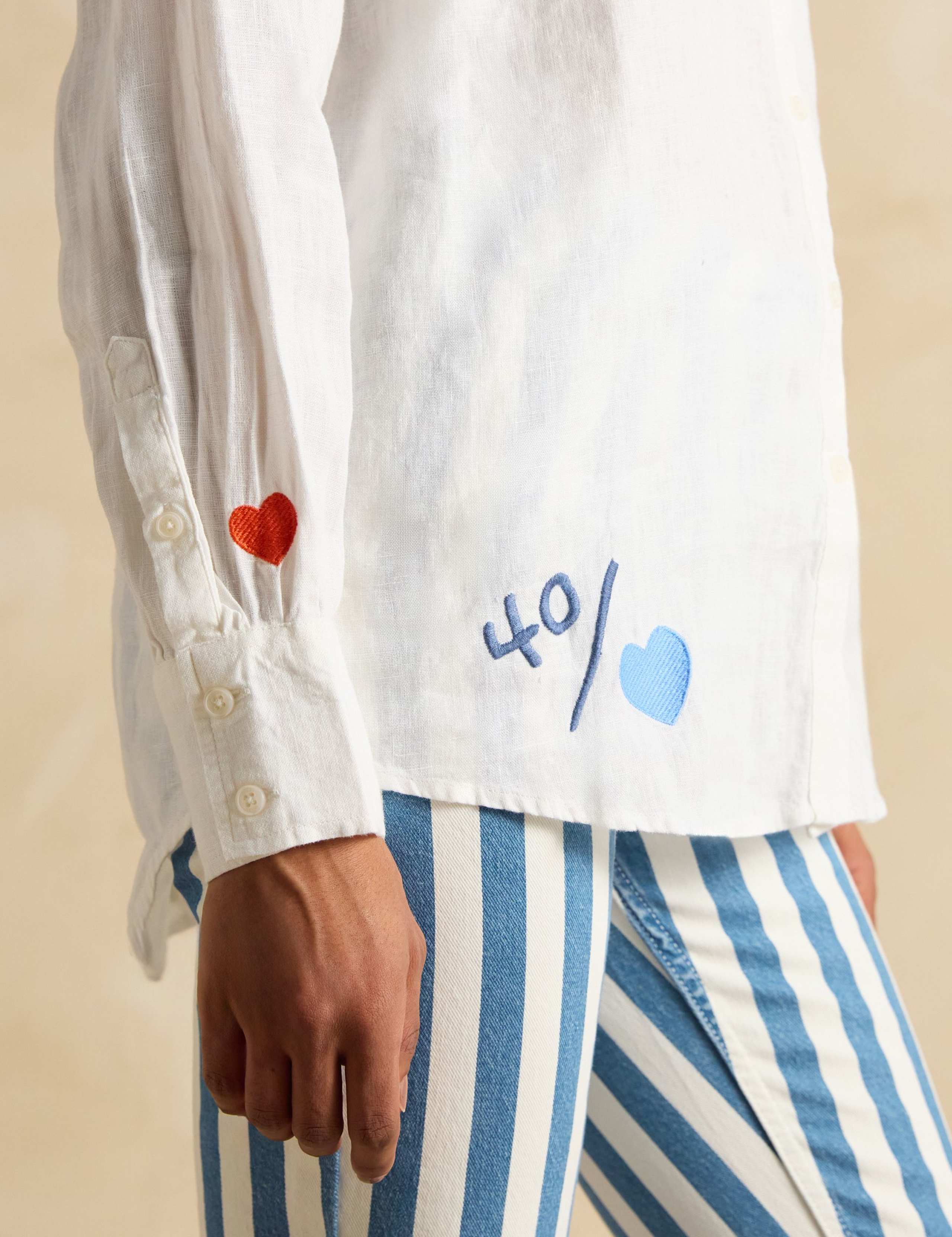 Pure Linen Embroidered Wimbledon Shirt 8 of 8