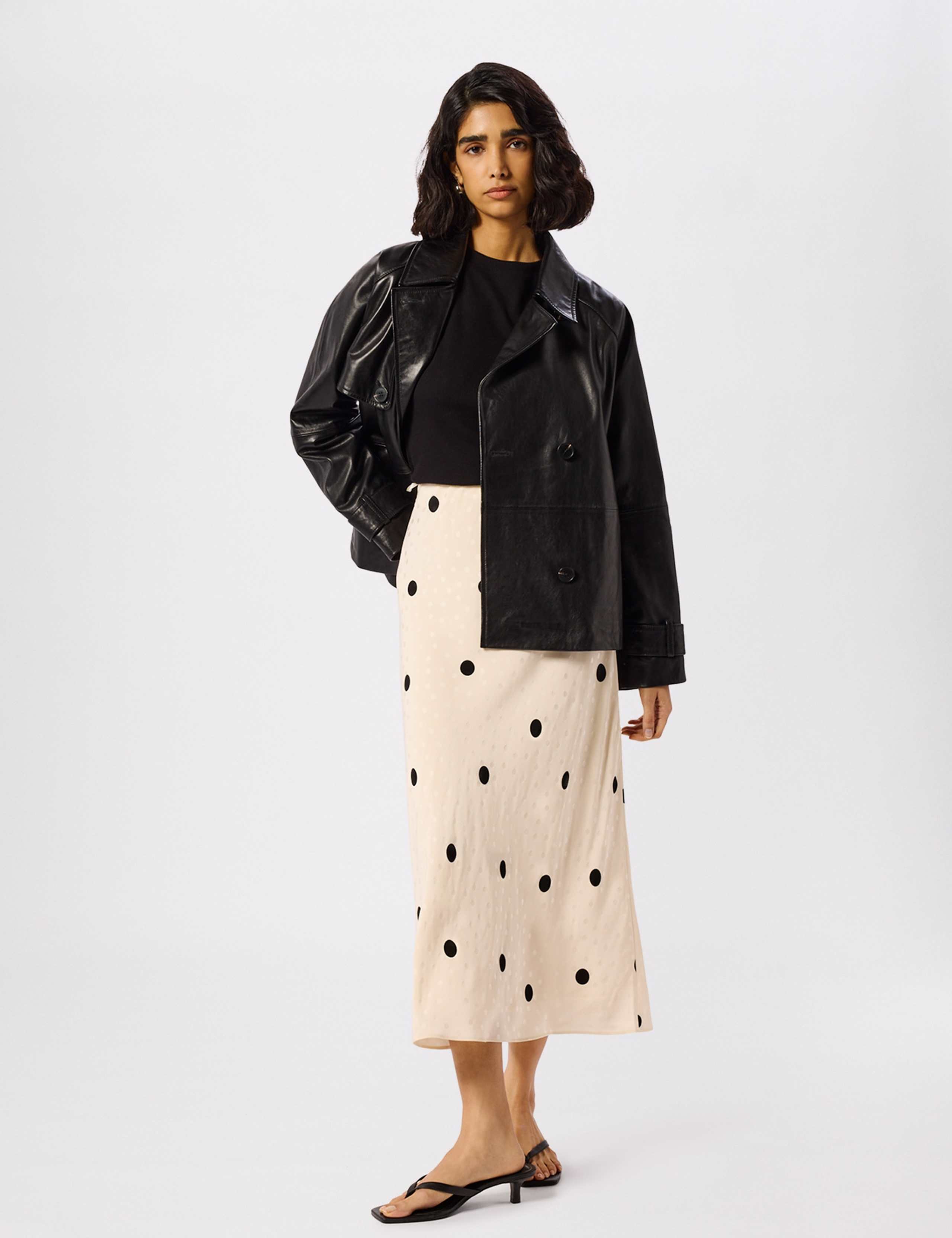 Satin Polka Dot Midi Slip Skirt 3 of 5