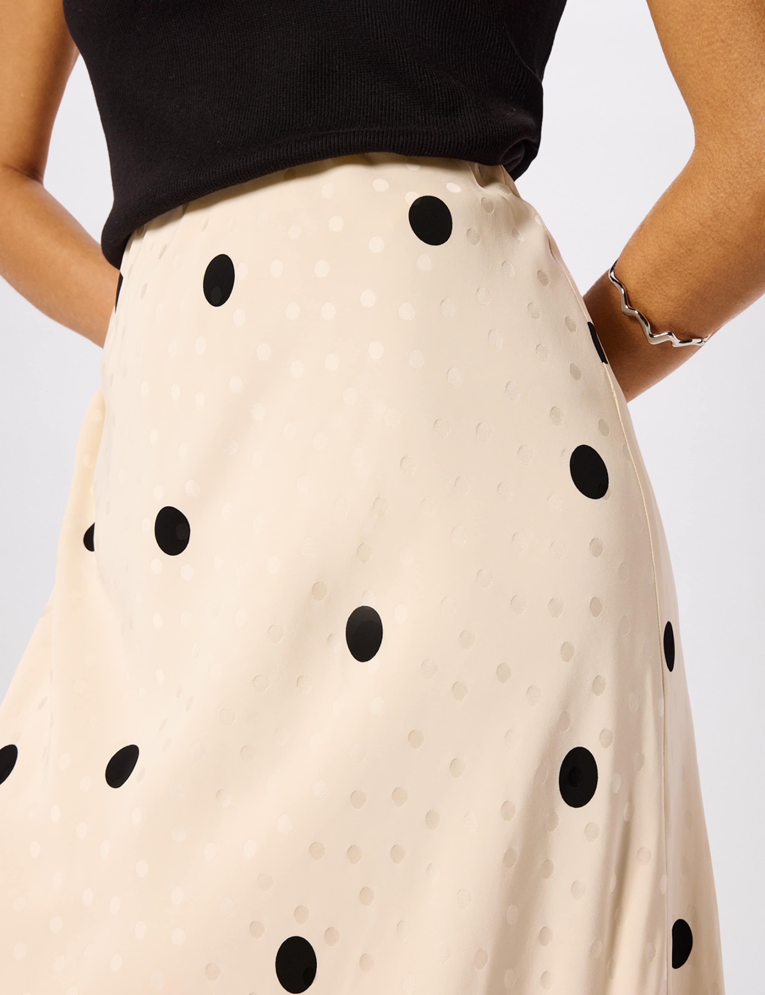 Satin Polka Dot Midi Slip Skirt 5 of 5