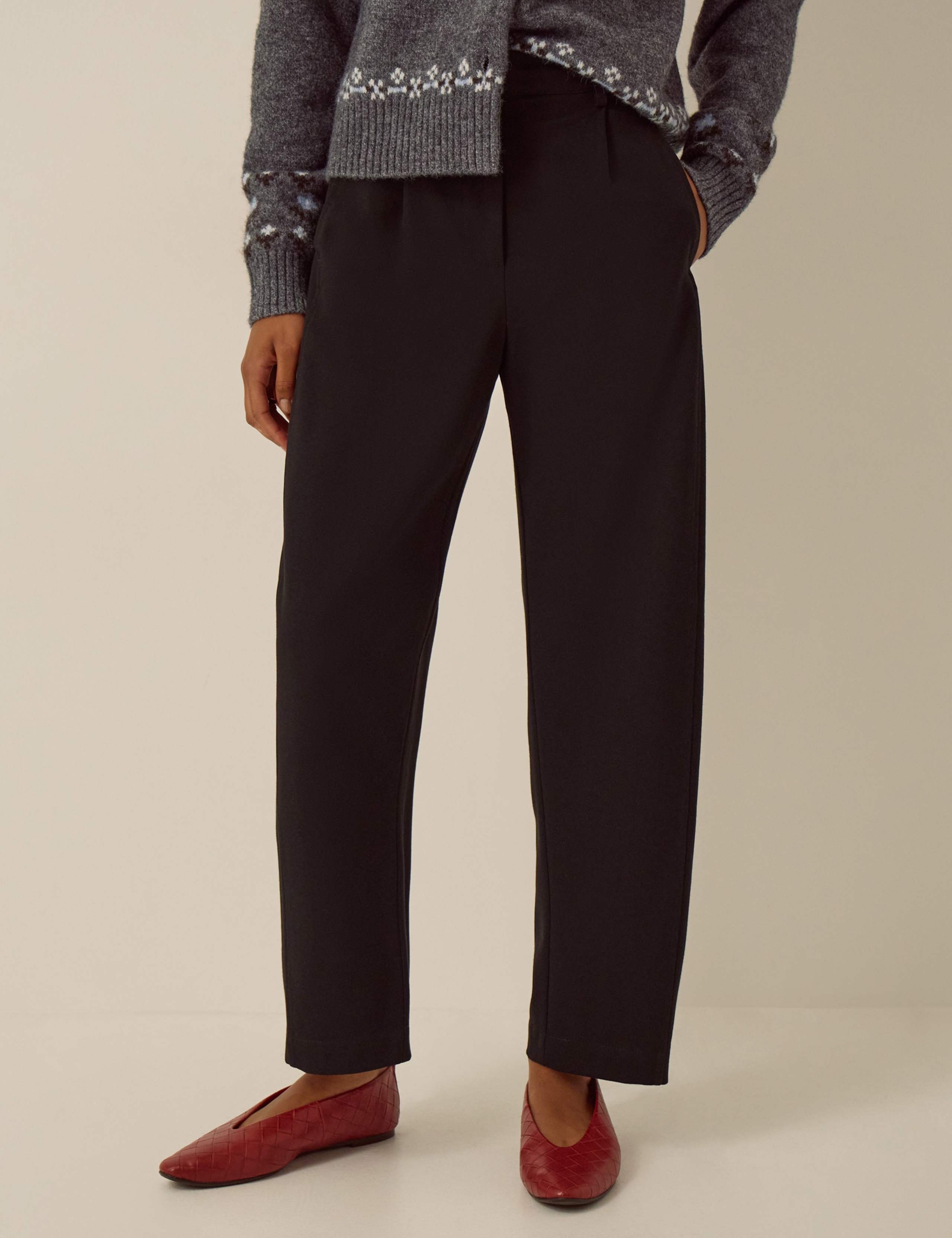 High Waisted Barrel Leg Ankle Grazer Trousers 2 of 4
