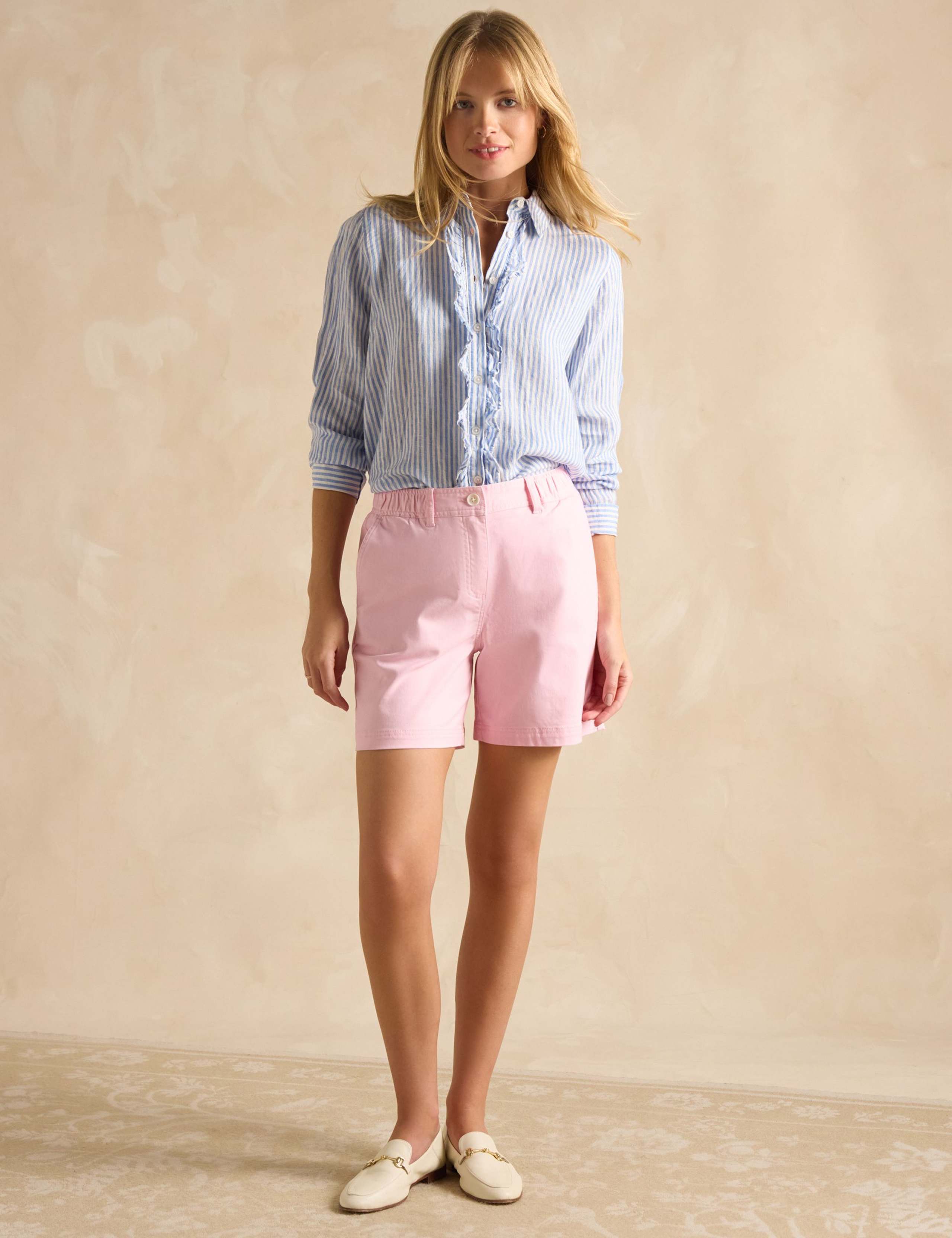 Pure Linen Striped Frill Detail Shirt 3 of 7
