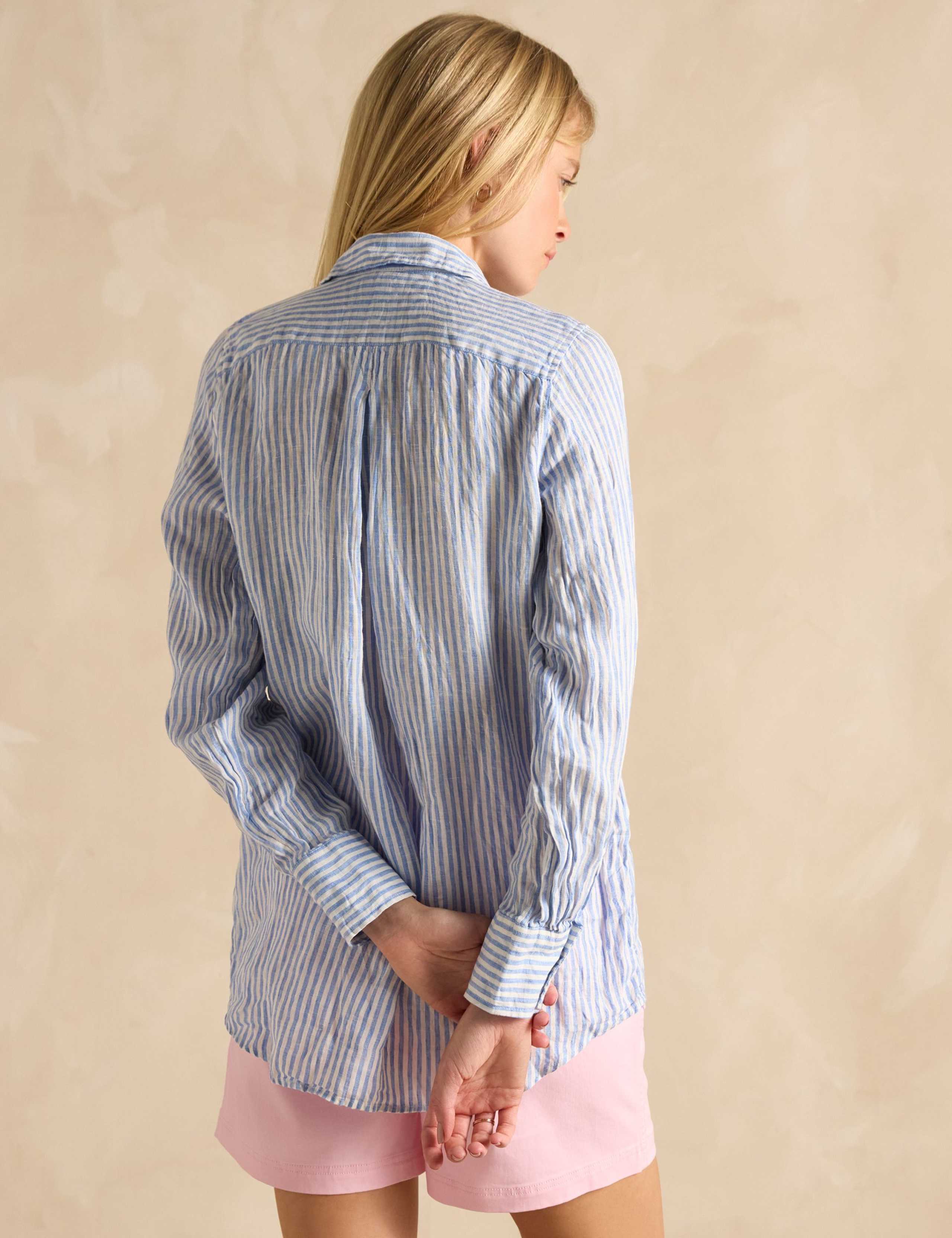Pure Linen Striped Frill Detail Shirt 7 of 7