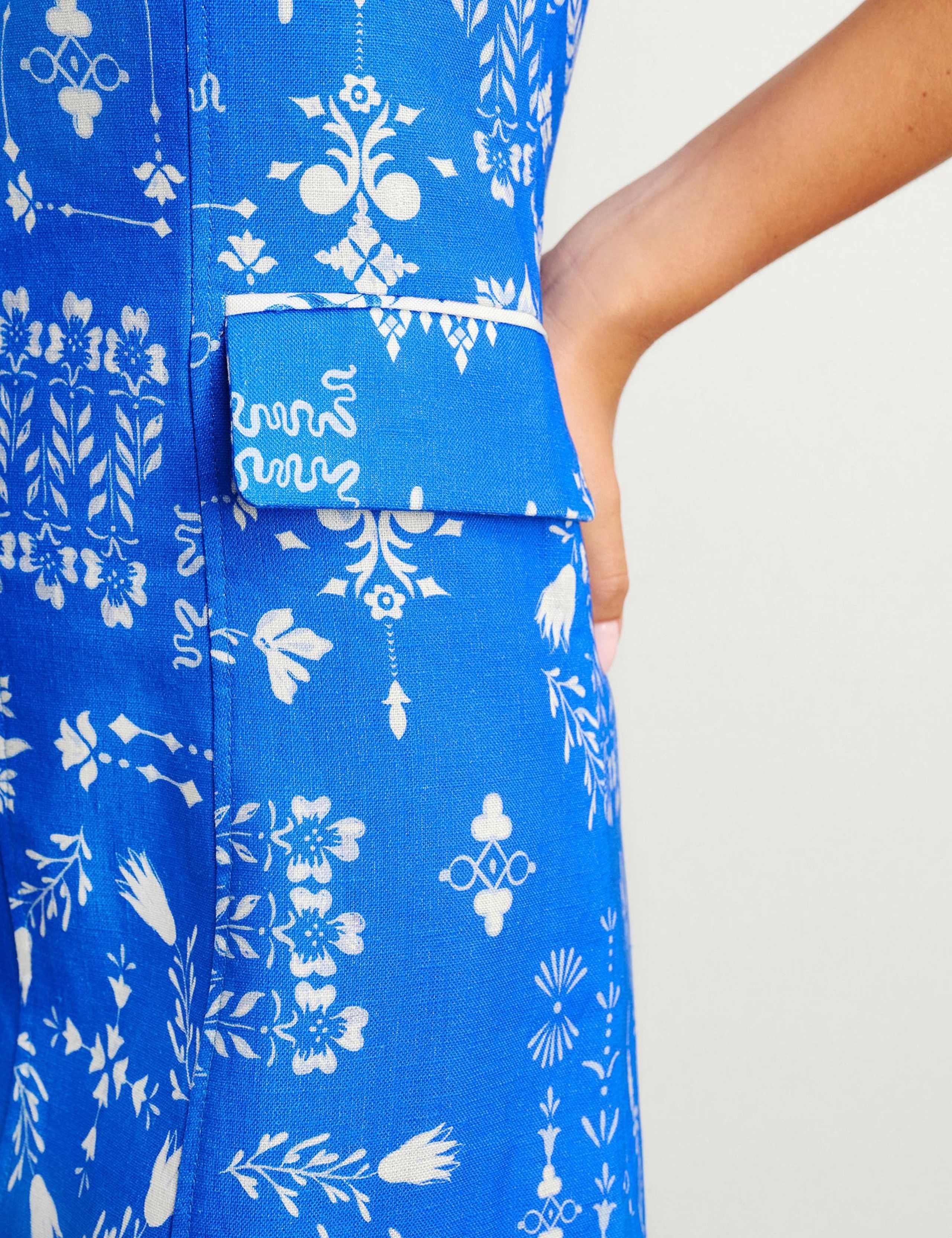 Pure Linen Printed Bandeau Mini Shift Dress 3 of 4