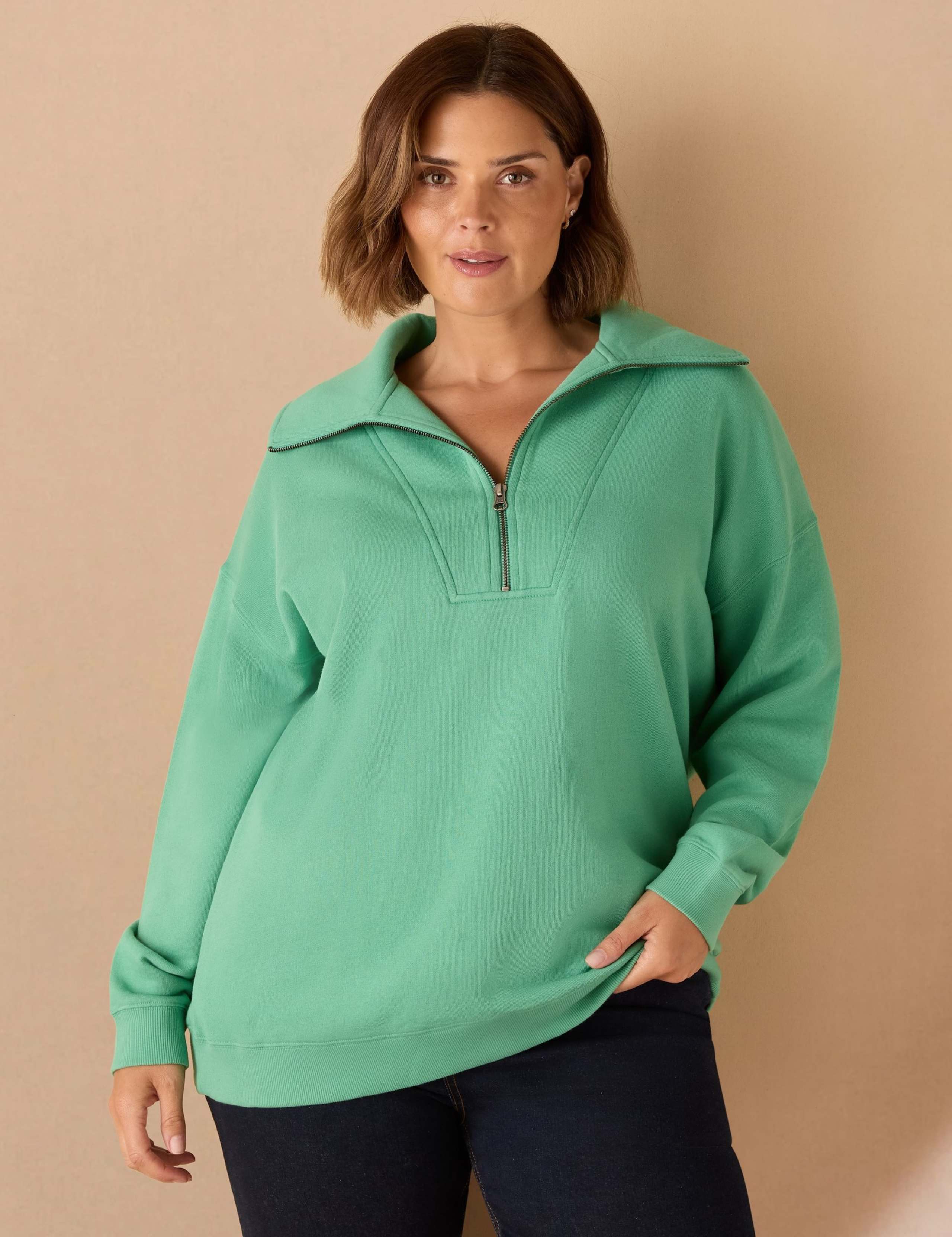 Pure Cotton Half Zip Sweatshirt 1 of 3