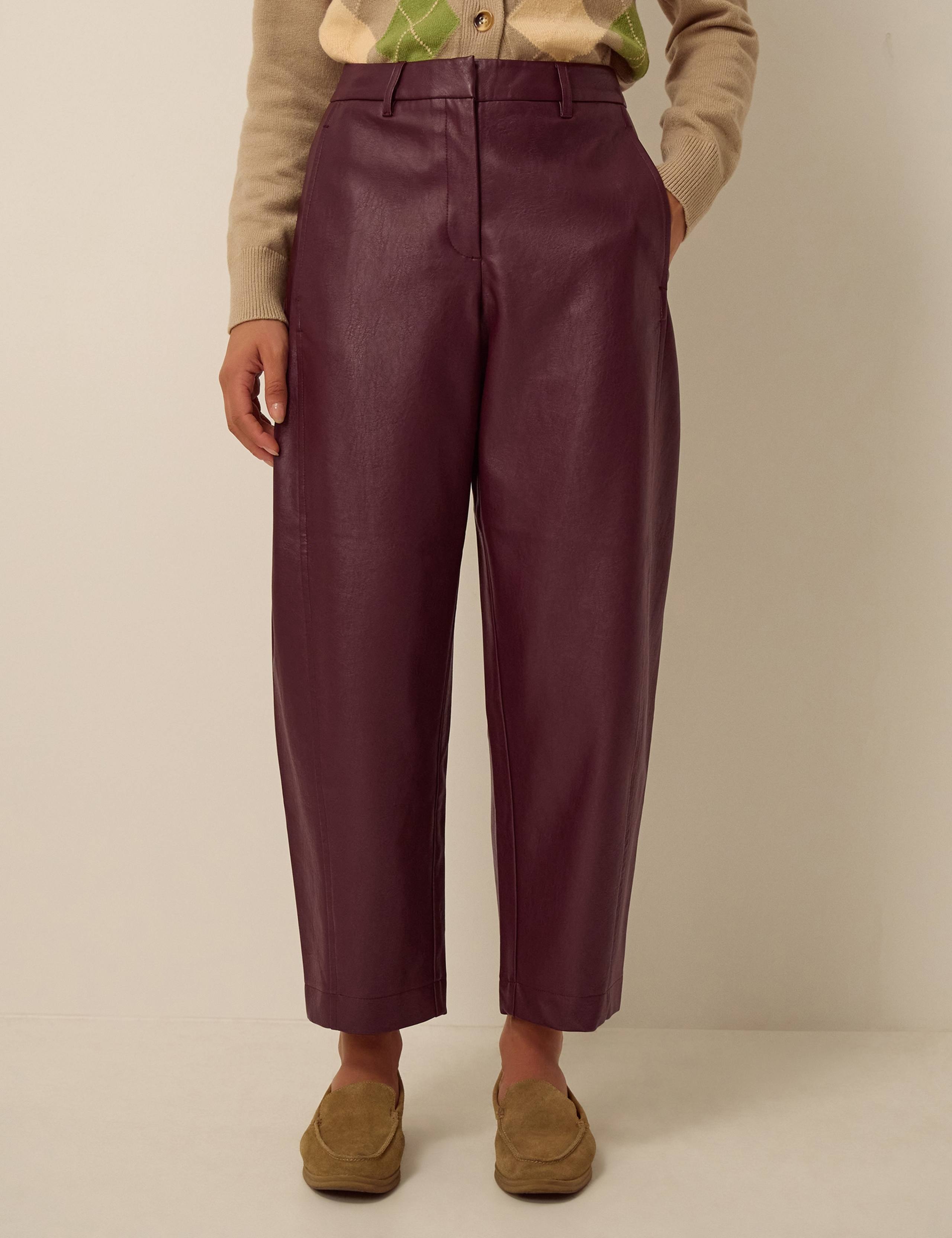 Faux Leather Barrel Leg Trousers 3 of 5