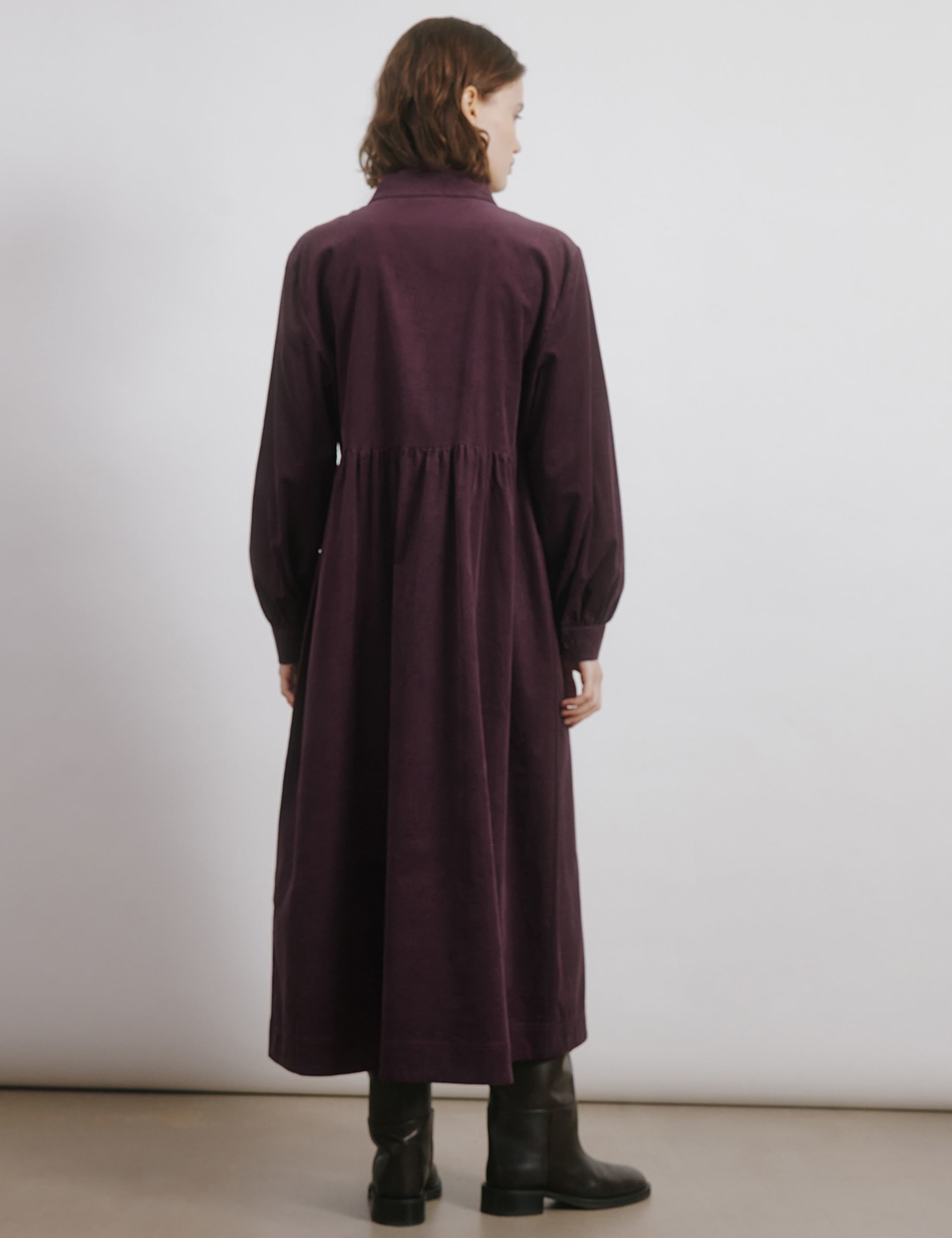 Pure Cotton Cord Button Placket Midi Dress 3 of 4