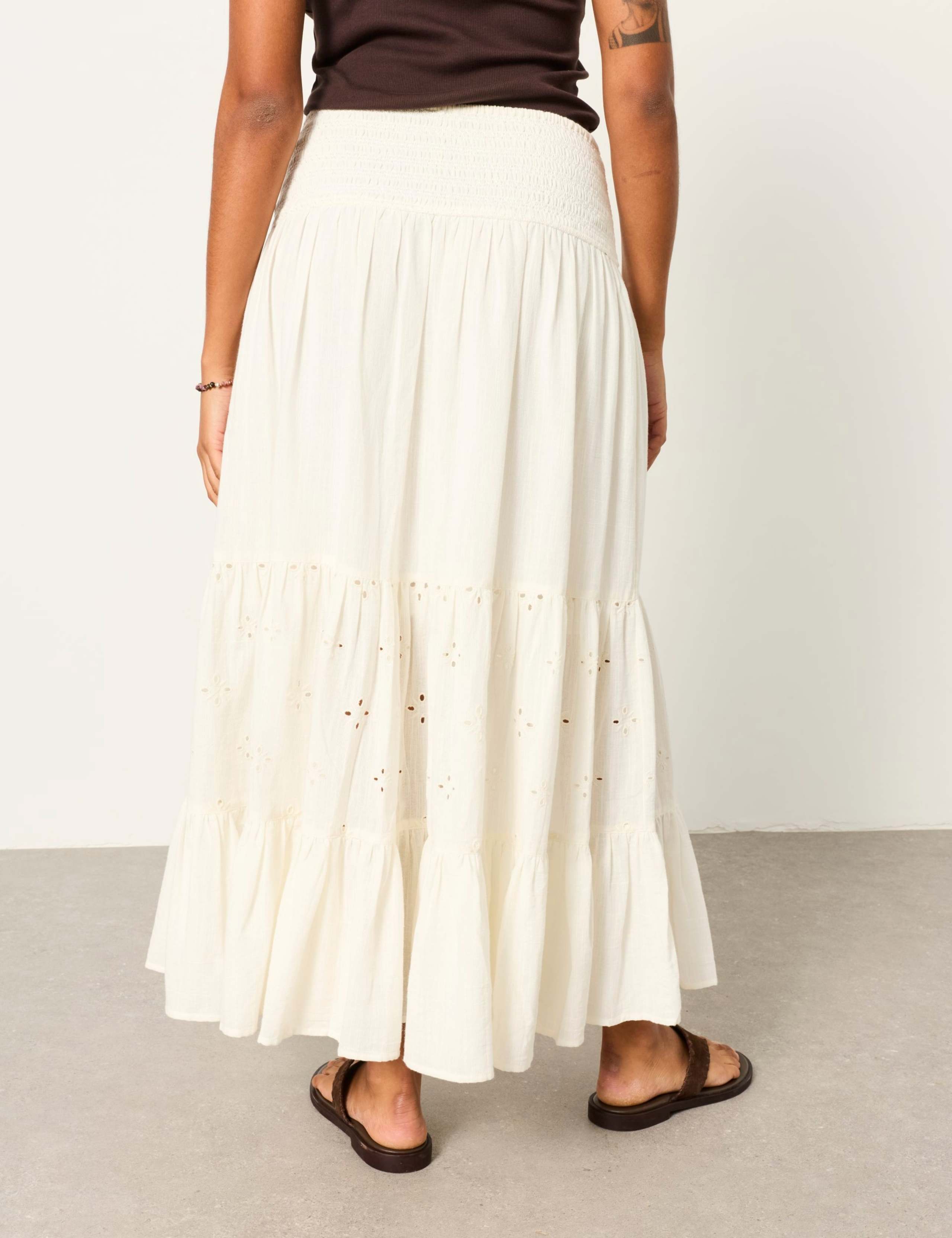 Pure Cotton Embroidered Maxi Tiered Skirt 3 of 6