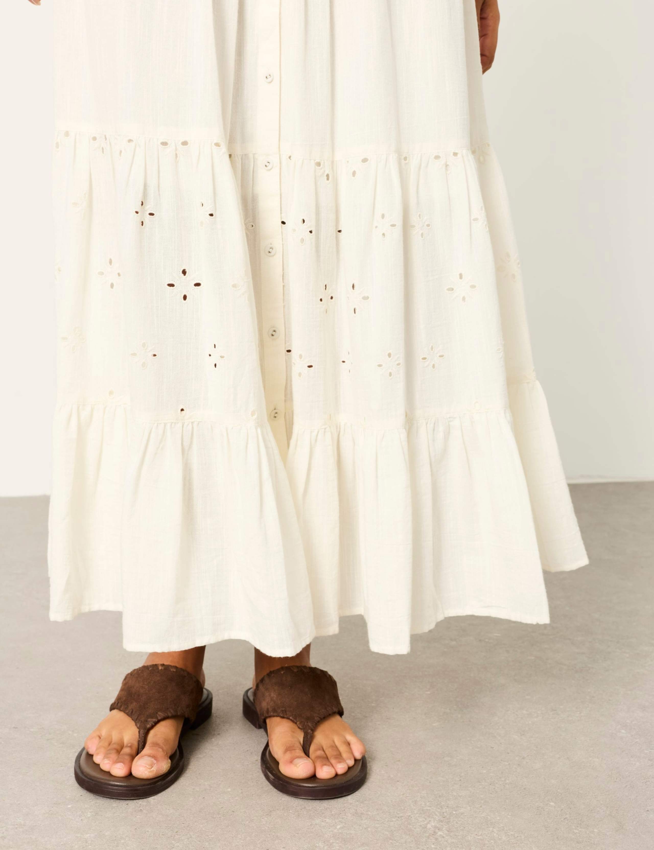 Pure Cotton Embroidered Maxi Tiered Skirt 5 of 6
