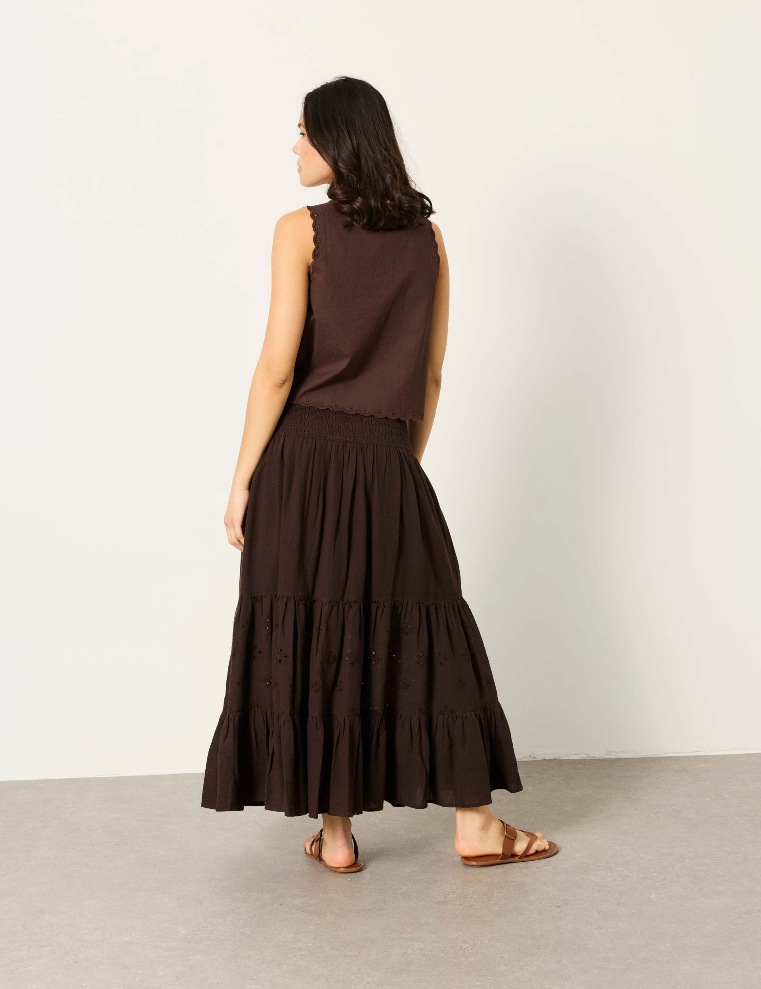 Pure Cotton Embroidered Maxi Tiered Skirt 3 of 6