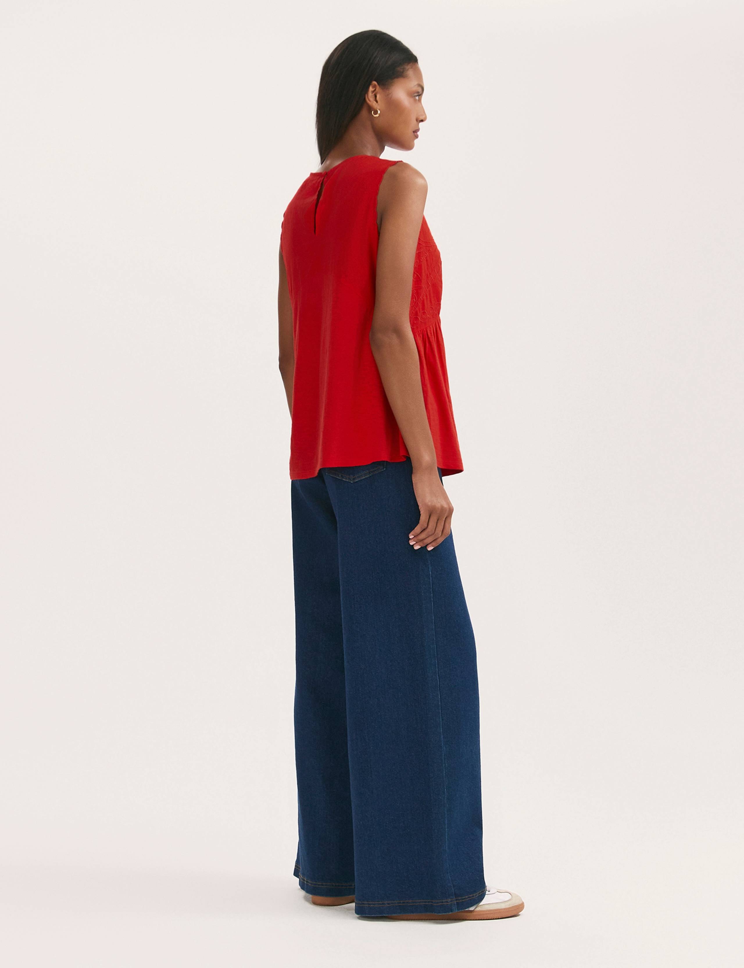 Jersey Broderie Embroidered Waisted Top 2 of 4