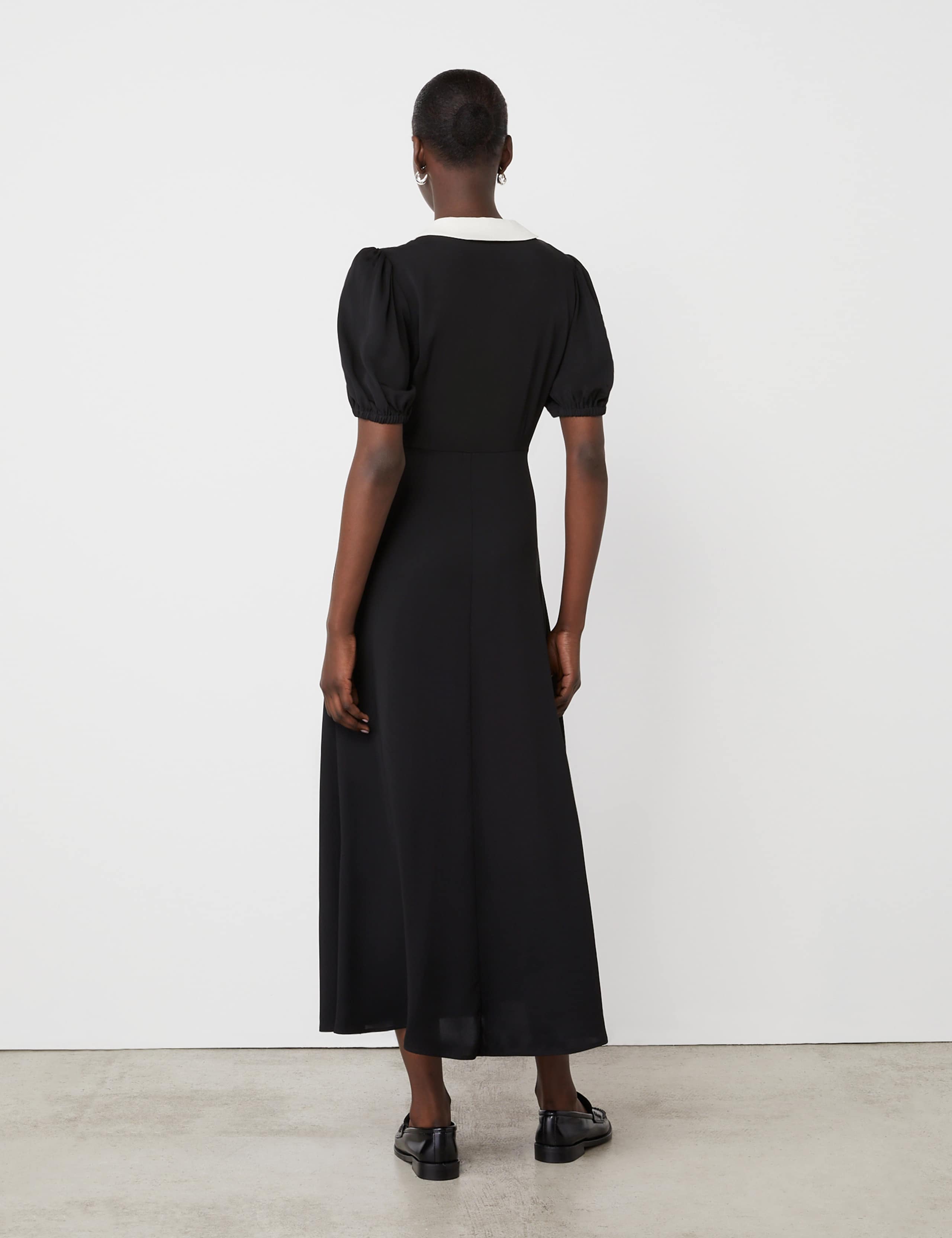Crepe Collared Midi Tea Dress 3 of 4
