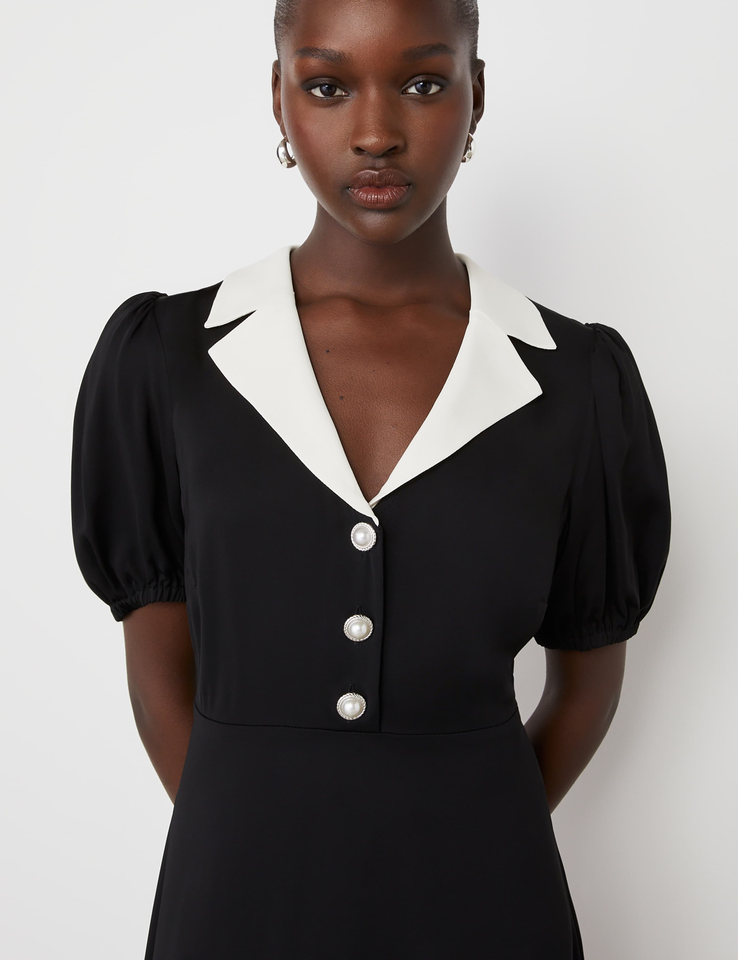 Crepe Collared Midi Tea Dress 4 of 4