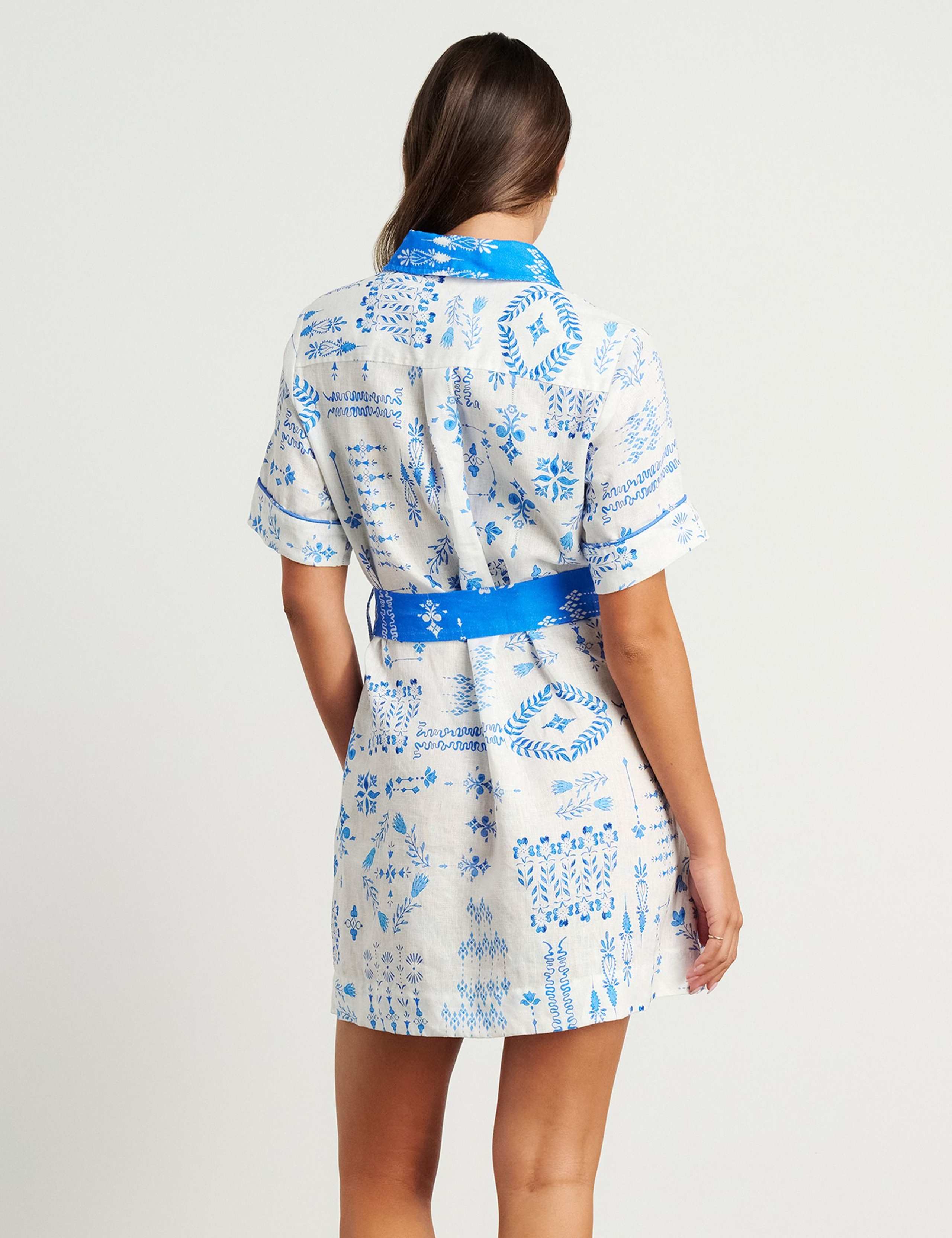 Pure Linen Printed Mini Shirt Dress 5 of 5