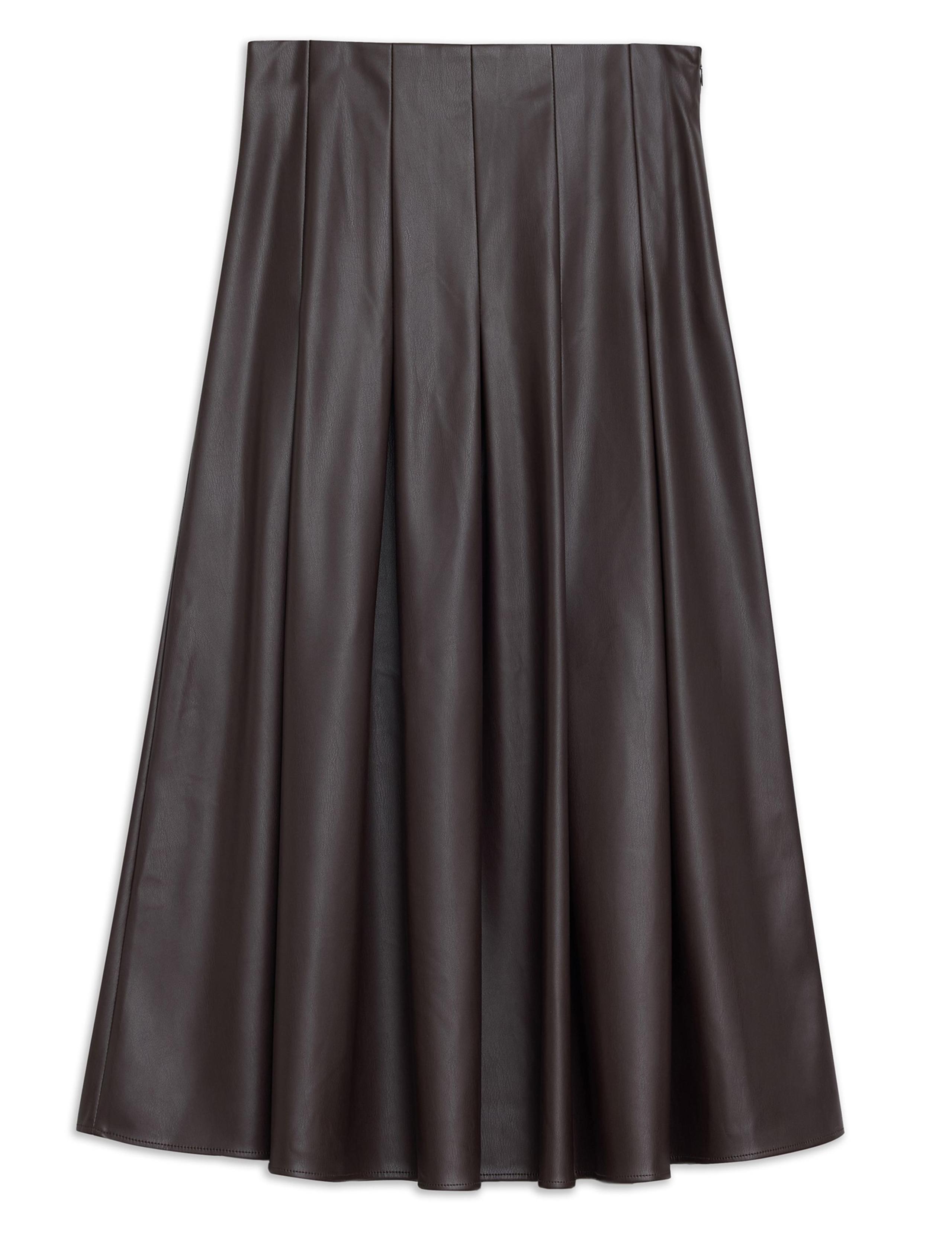 Leather Look Pleated Midi Skirt 2 of 4