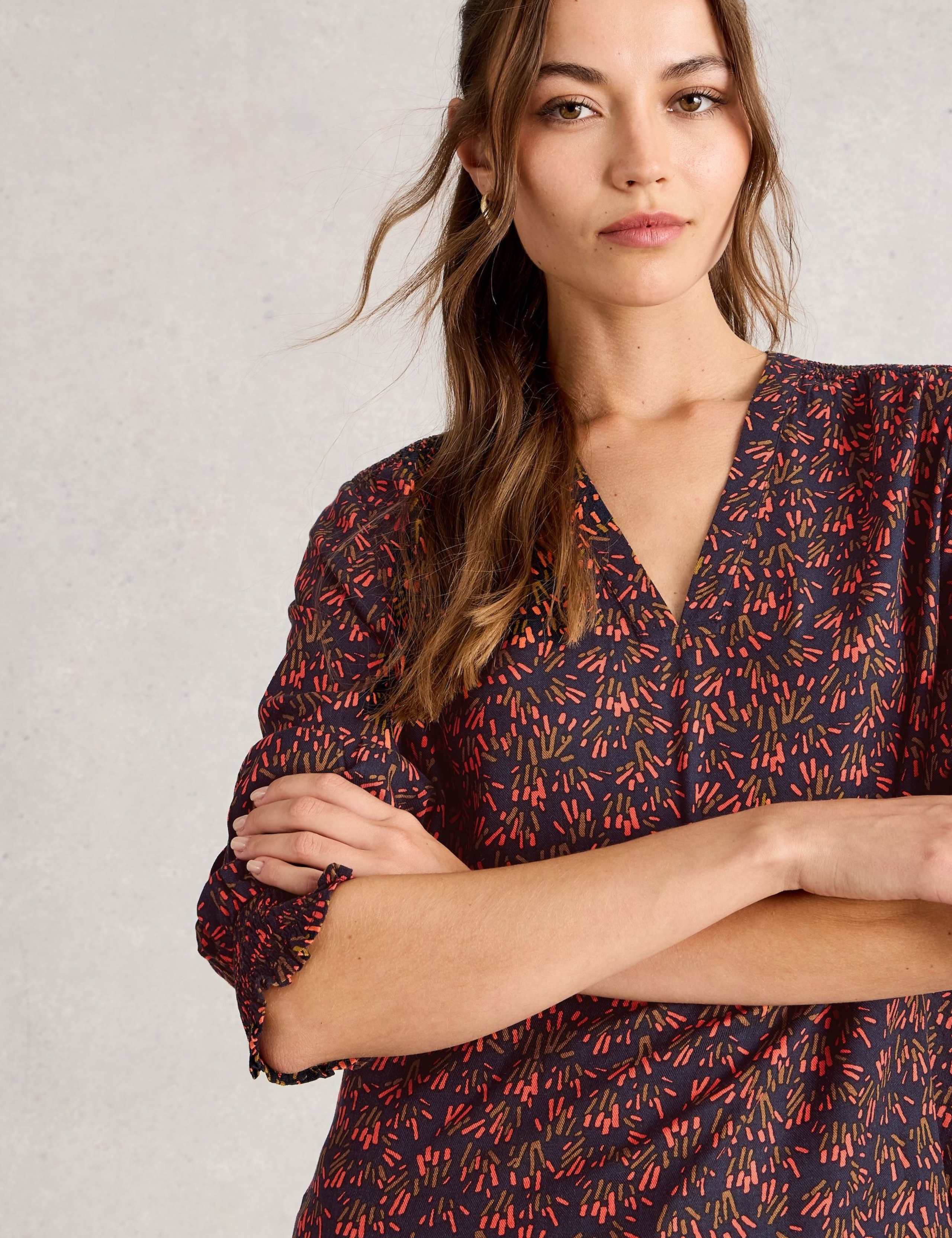 Floral V-Neck Puff Sleeve Blouse 3 of 6