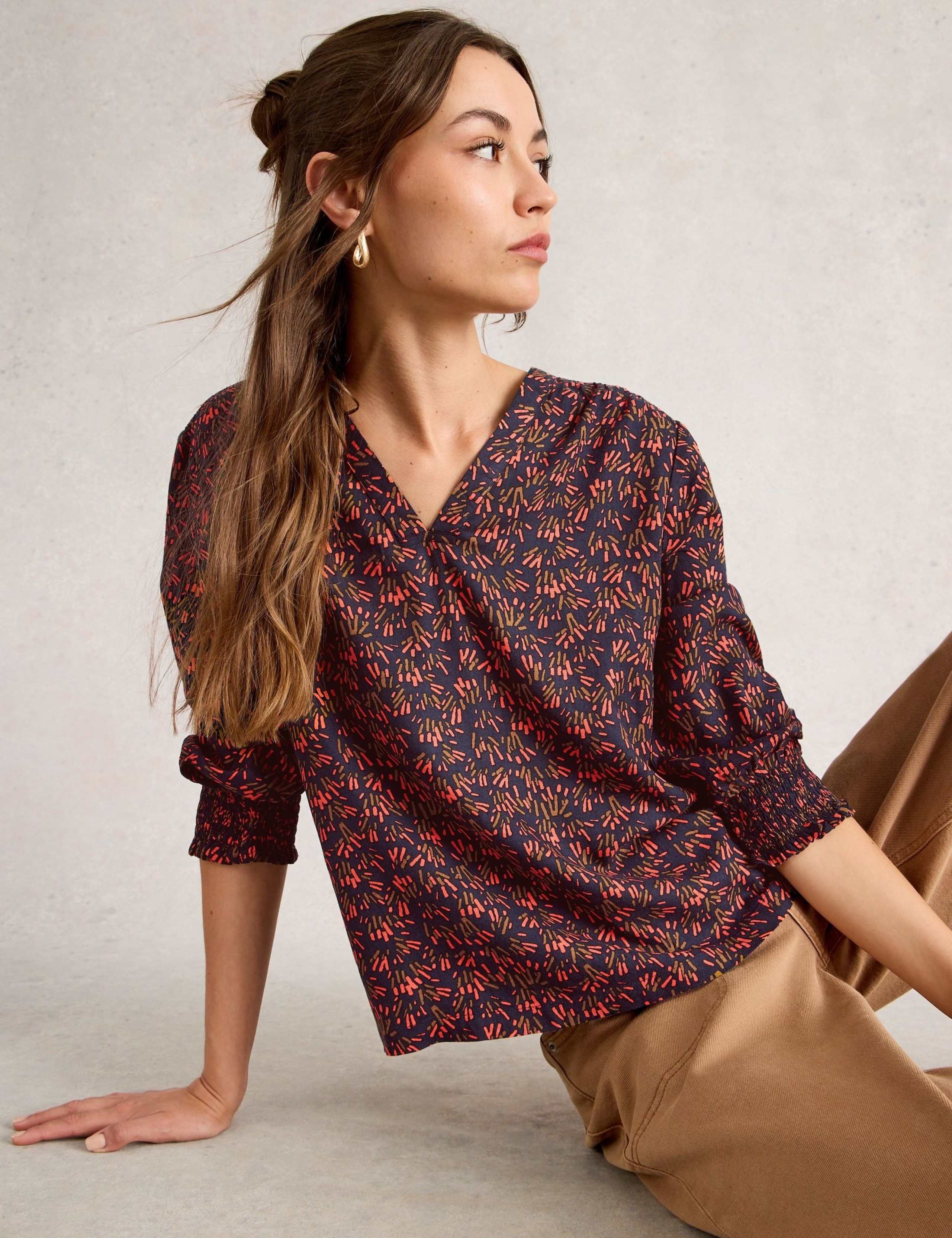 Floral V-Neck Puff Sleeve Blouse 5 of 6