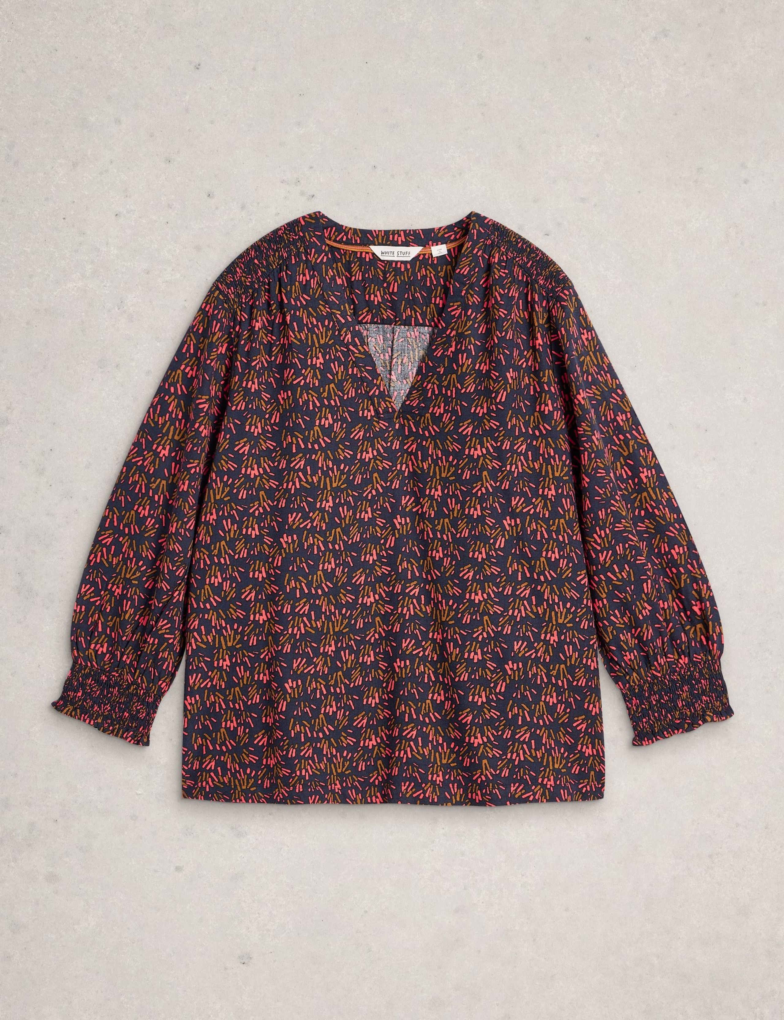 Floral V-Neck Puff Sleeve Blouse 2 of 6