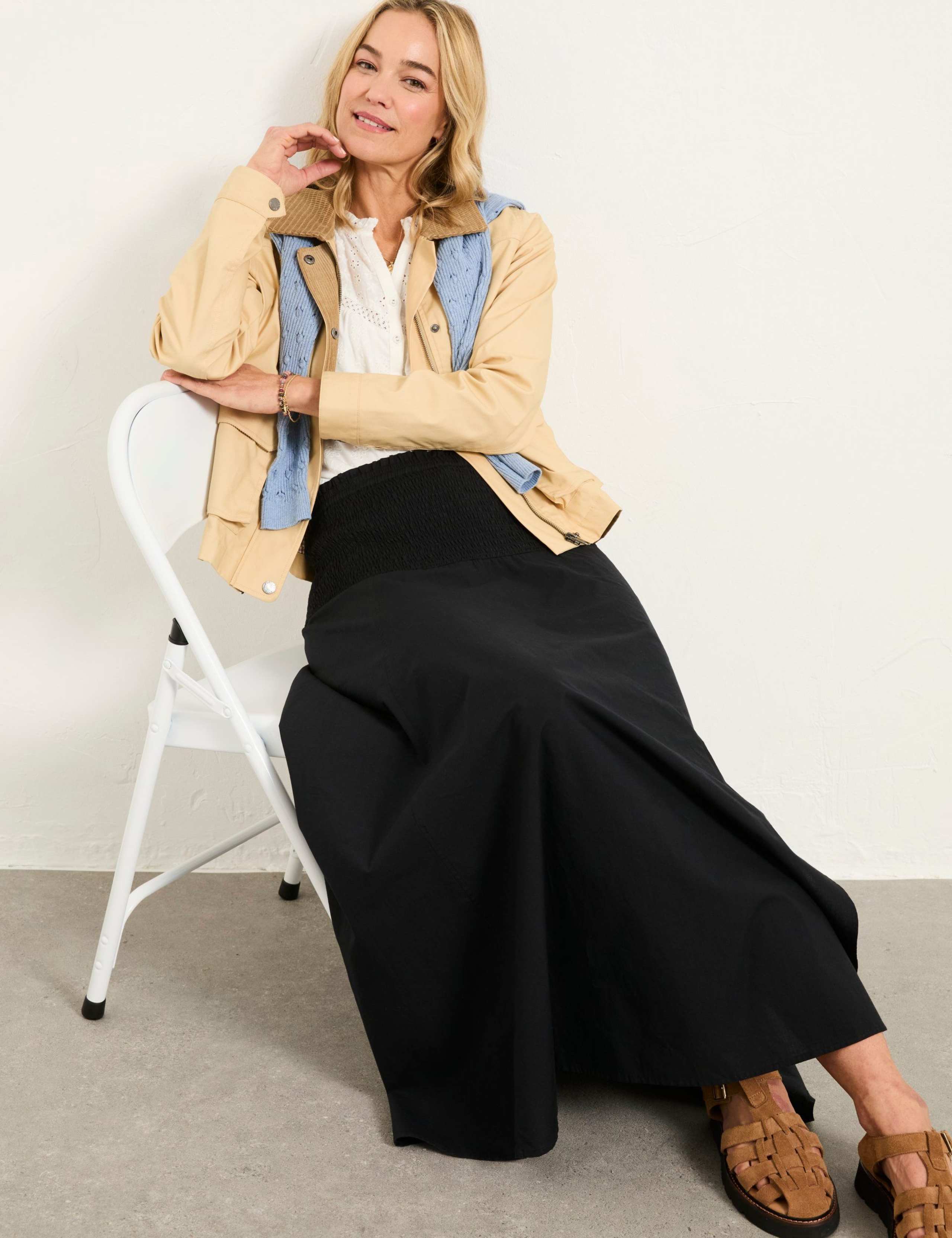 Pure Cotton Side Split Midi A-Line Skirt 5 of 6