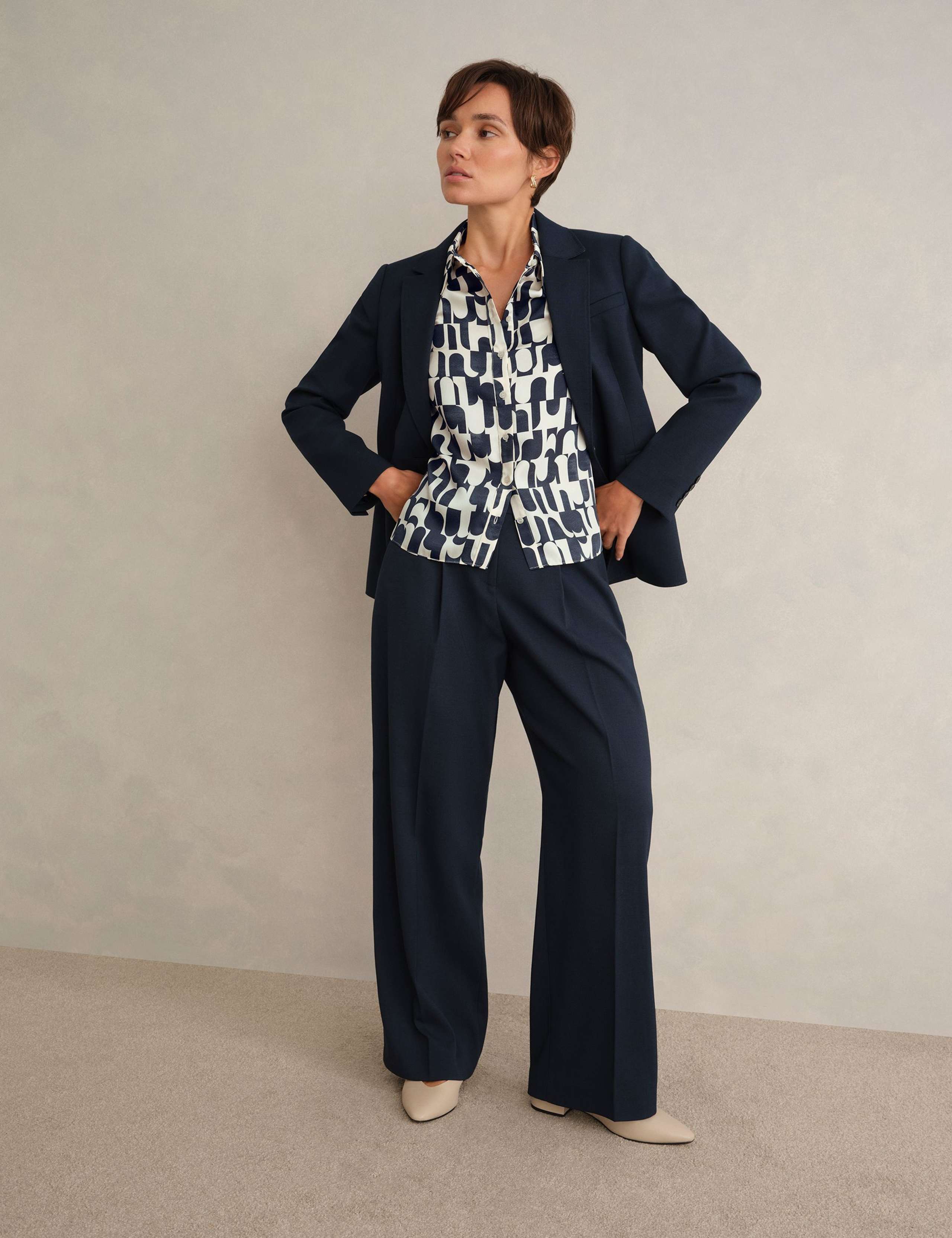 Geometric Collared Blouson Sleeve Shirt 3 of 5