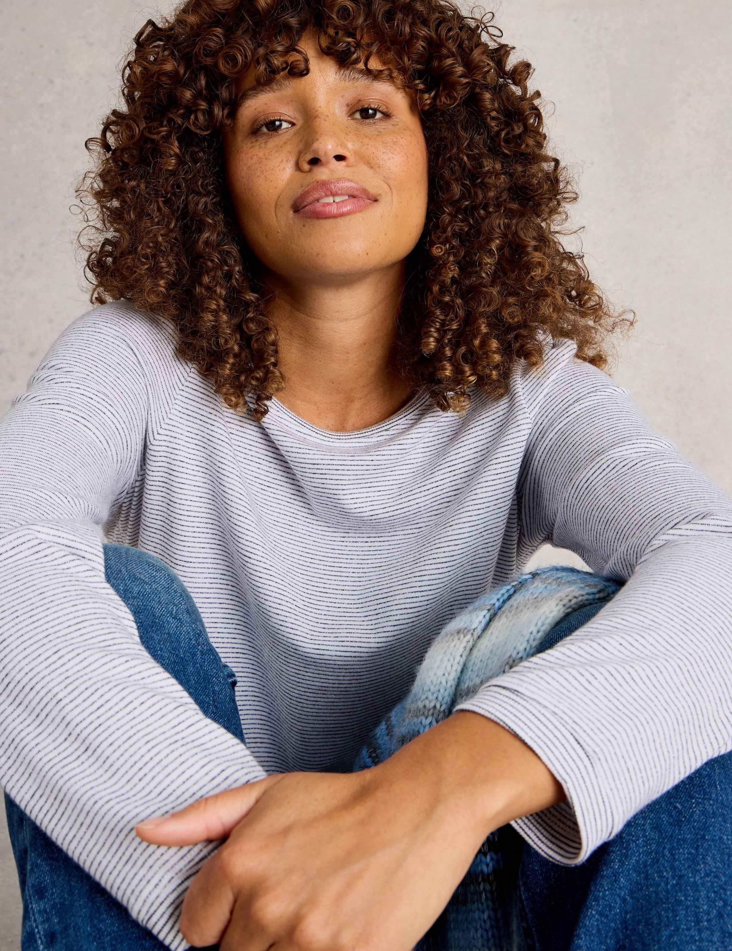 Cotton Rich Sparkly Striped Crew Neck Top 5 of 6