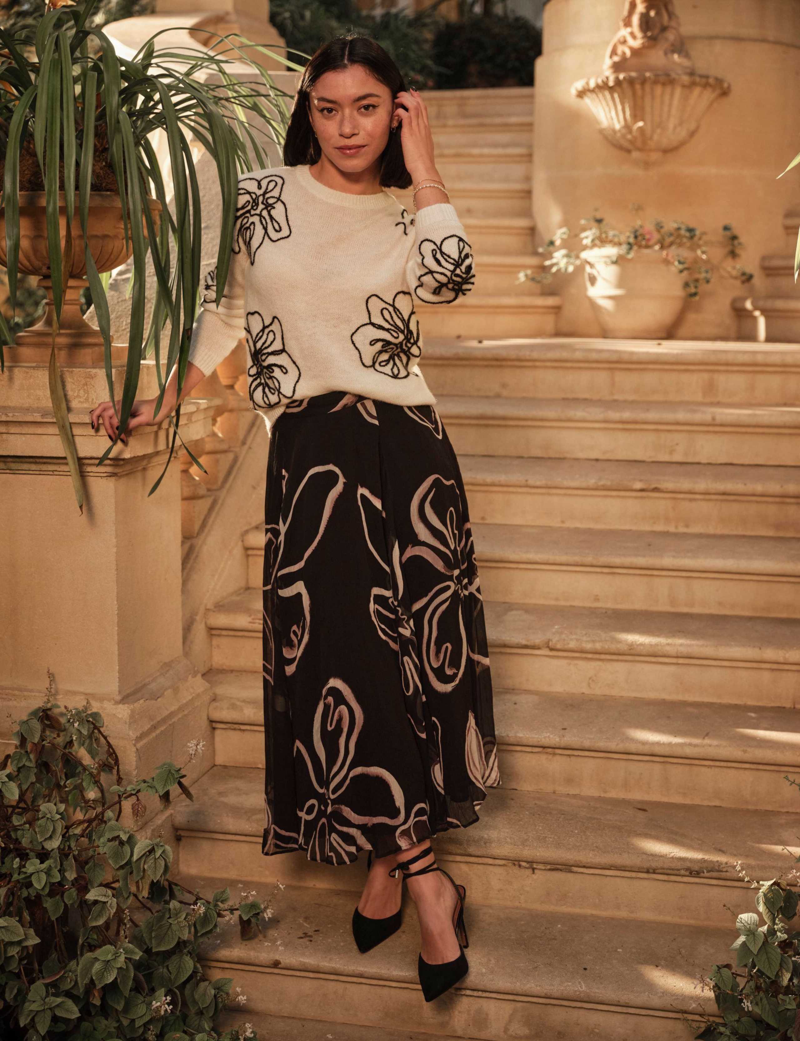 Floral Midi A-Line Skirt 1 of 5