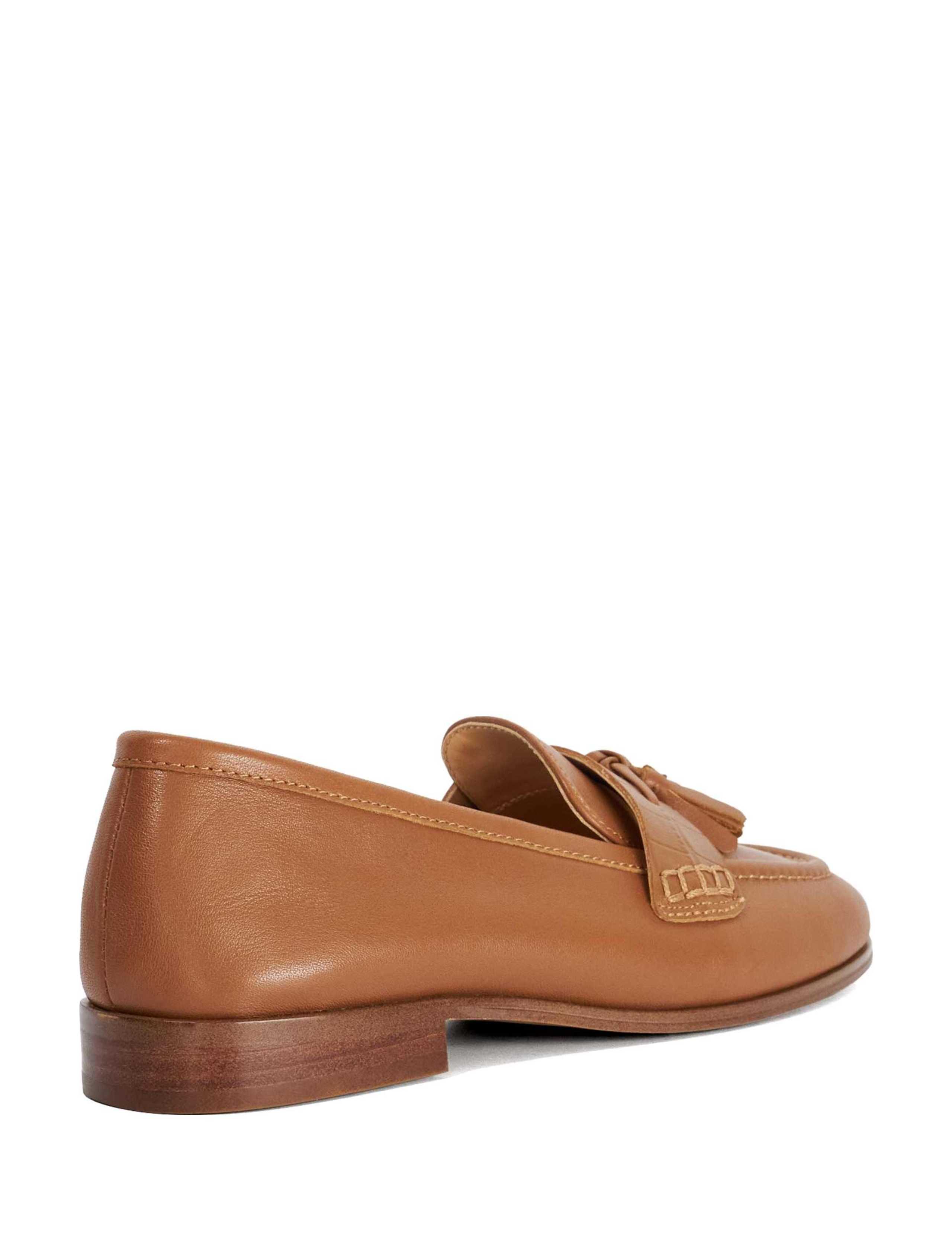 Leather Slip On Block Heel Loafers 4 of 5