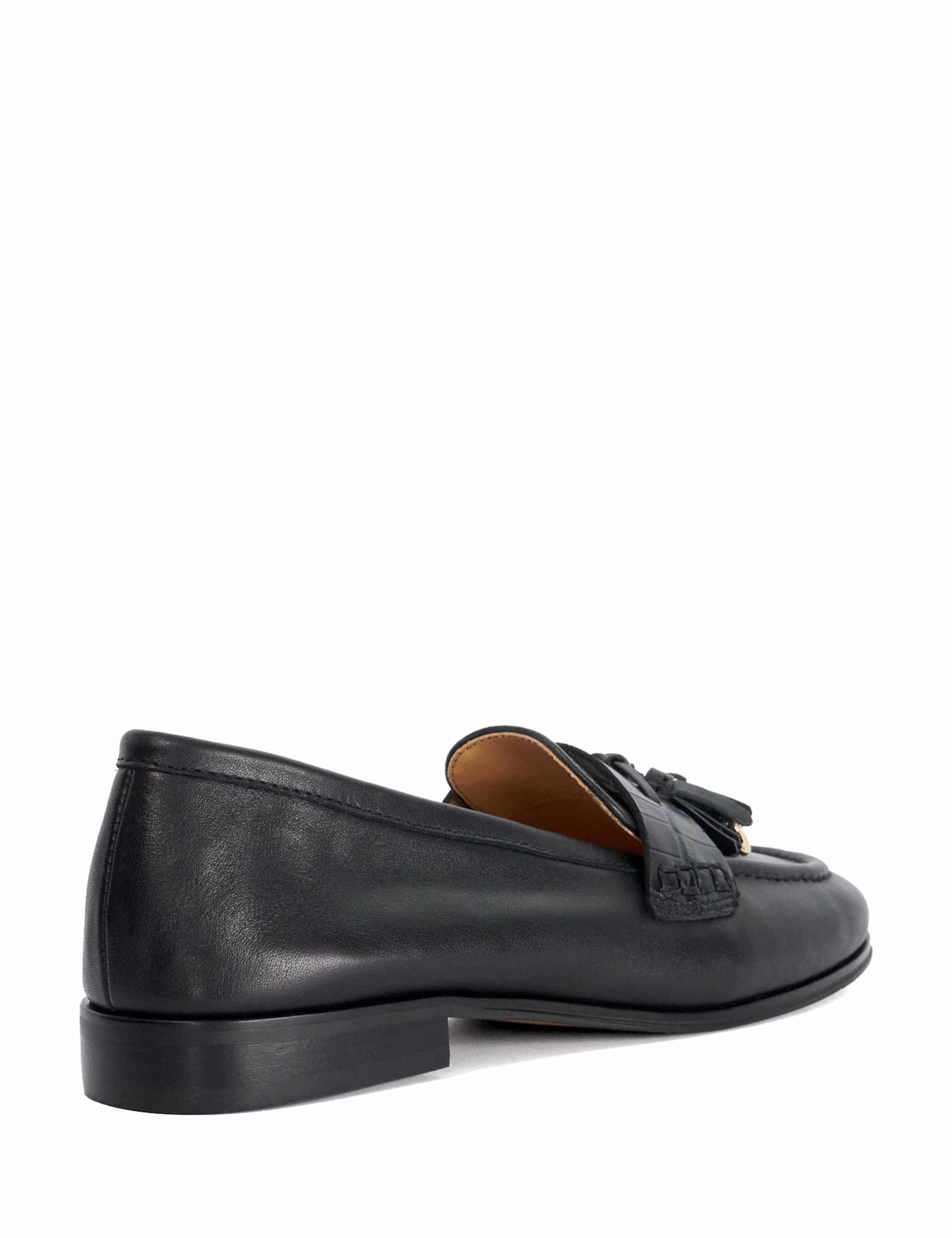 Leather Slip On Block Heel Loafers 4 of 5