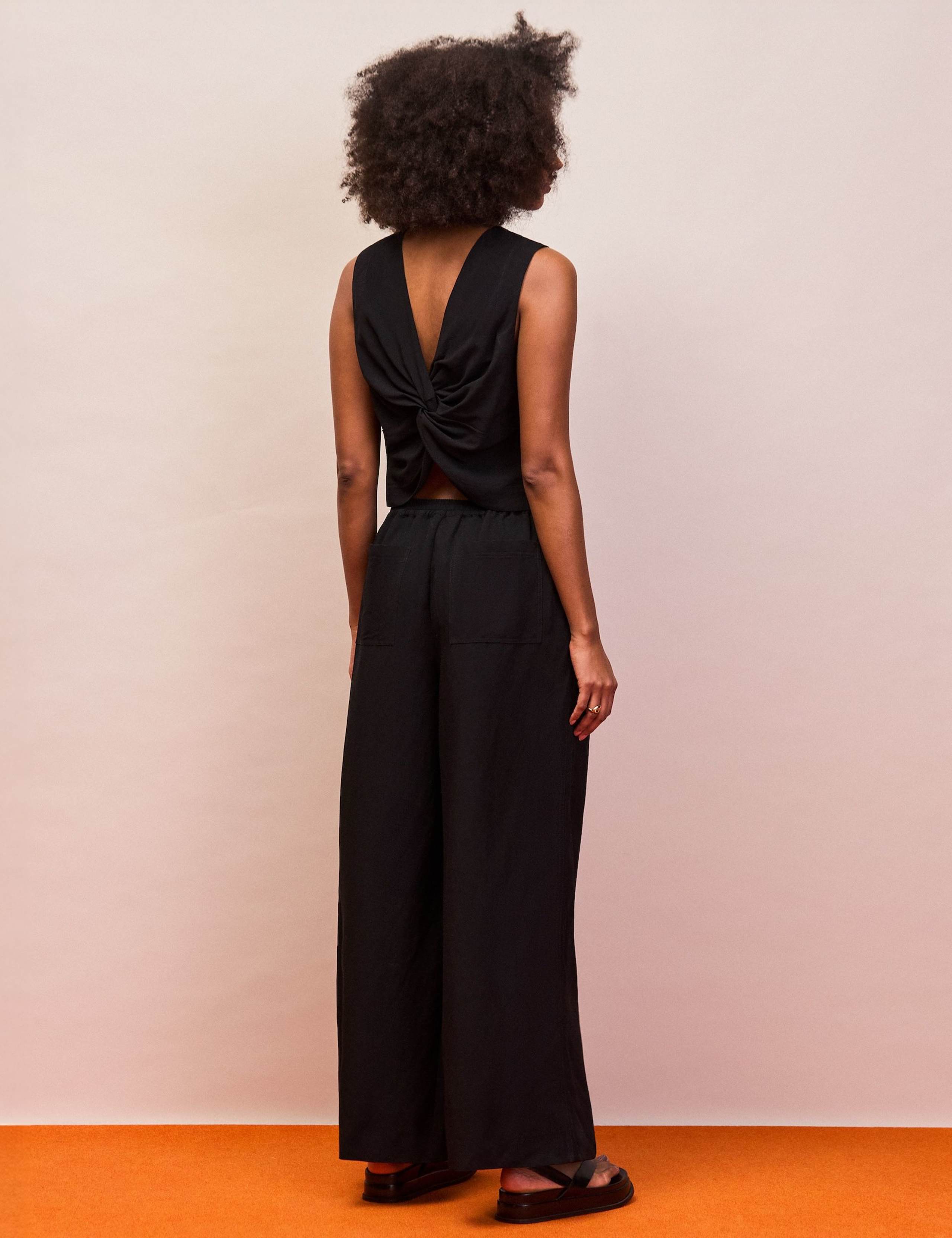 Drawstring Wide Leg Trousers with Linen 4 of 5